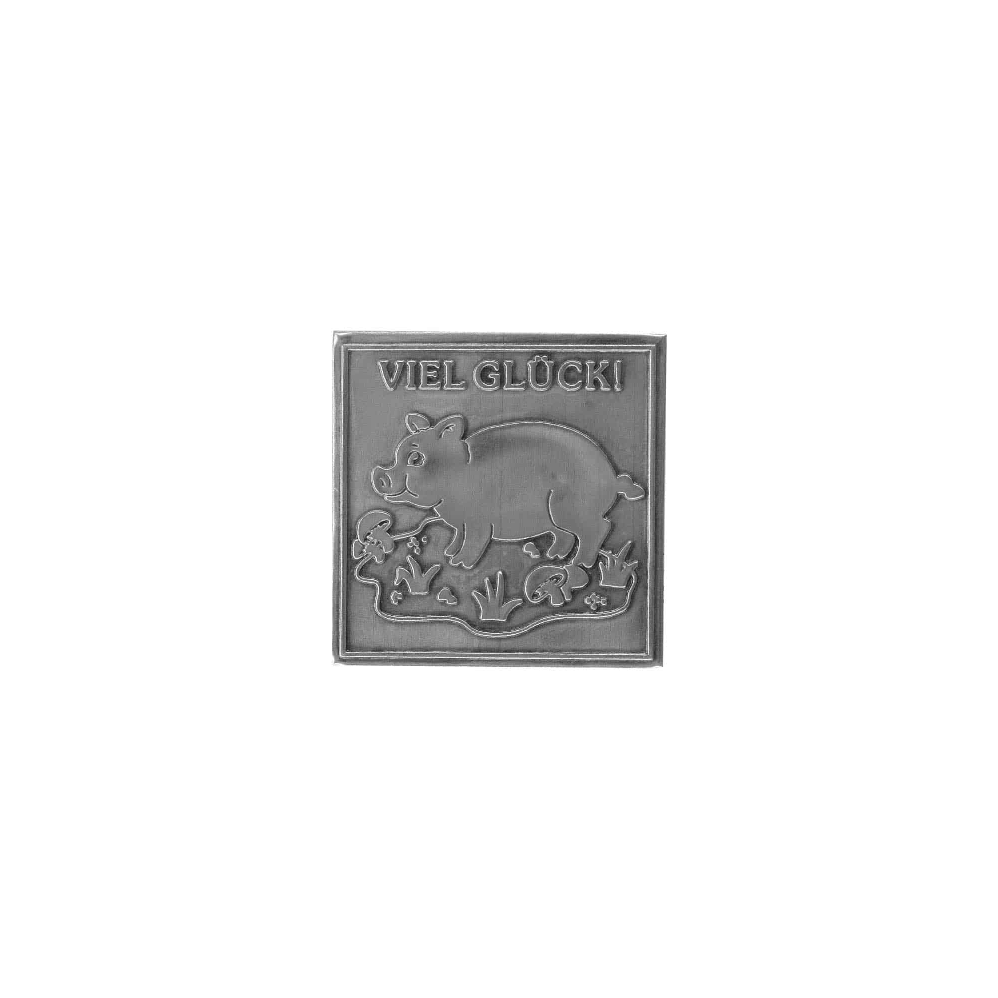 Limena etiketa 'Puno sreće', kvadratna, metal, srebrna Limena etiketa 'Puno sreće', kvadratna, metal, srebrna