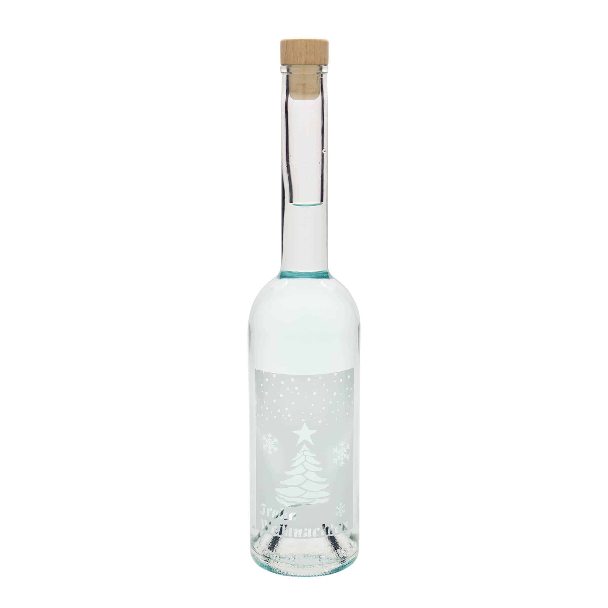 Staklena boca od 500 ml 'Opera', motiv: Beli Božić, otvor: Plutani čep