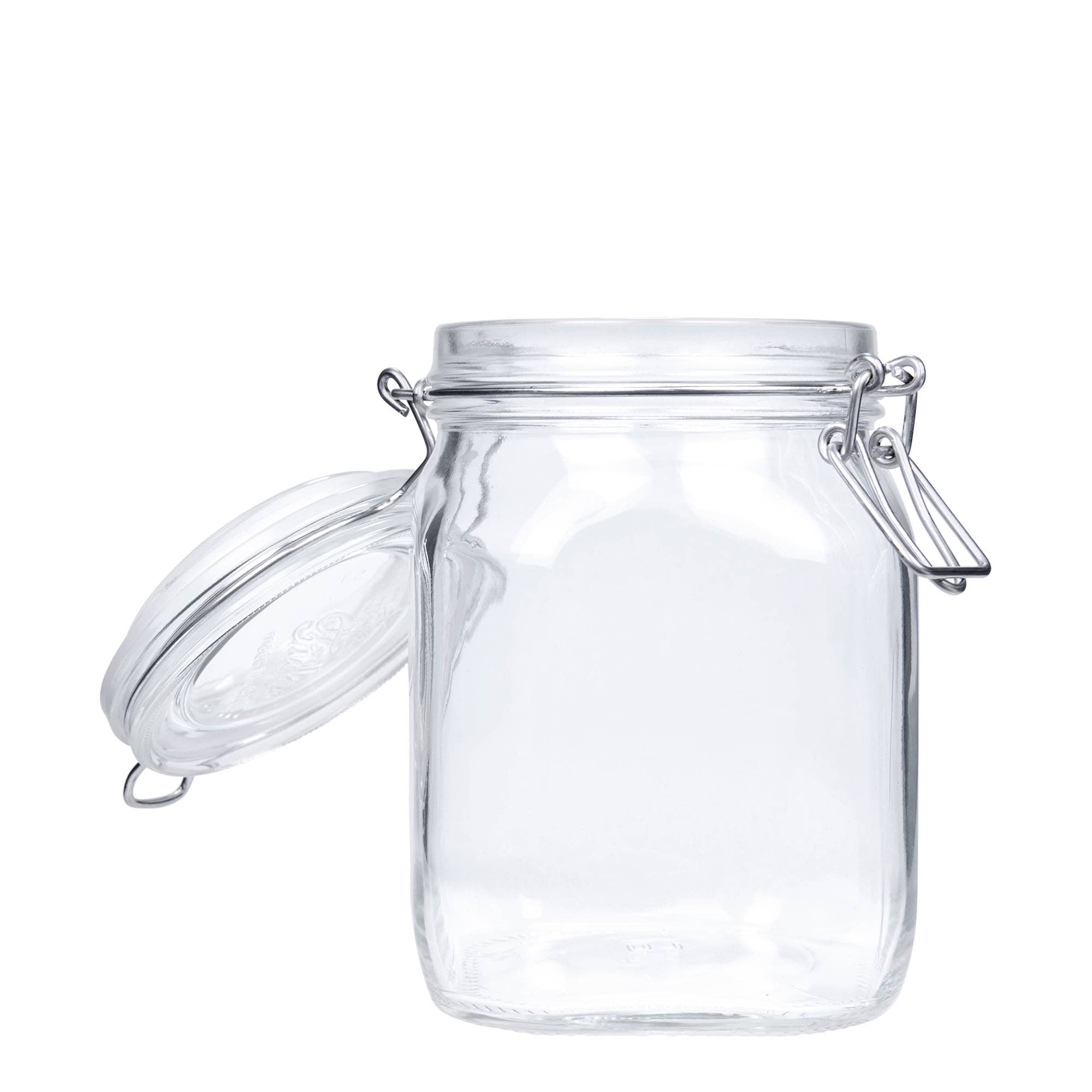 1.000 ml staklena tegla sa žičanim zatvaračem 'Fido', kvadratna, otvor: žični zatvarač