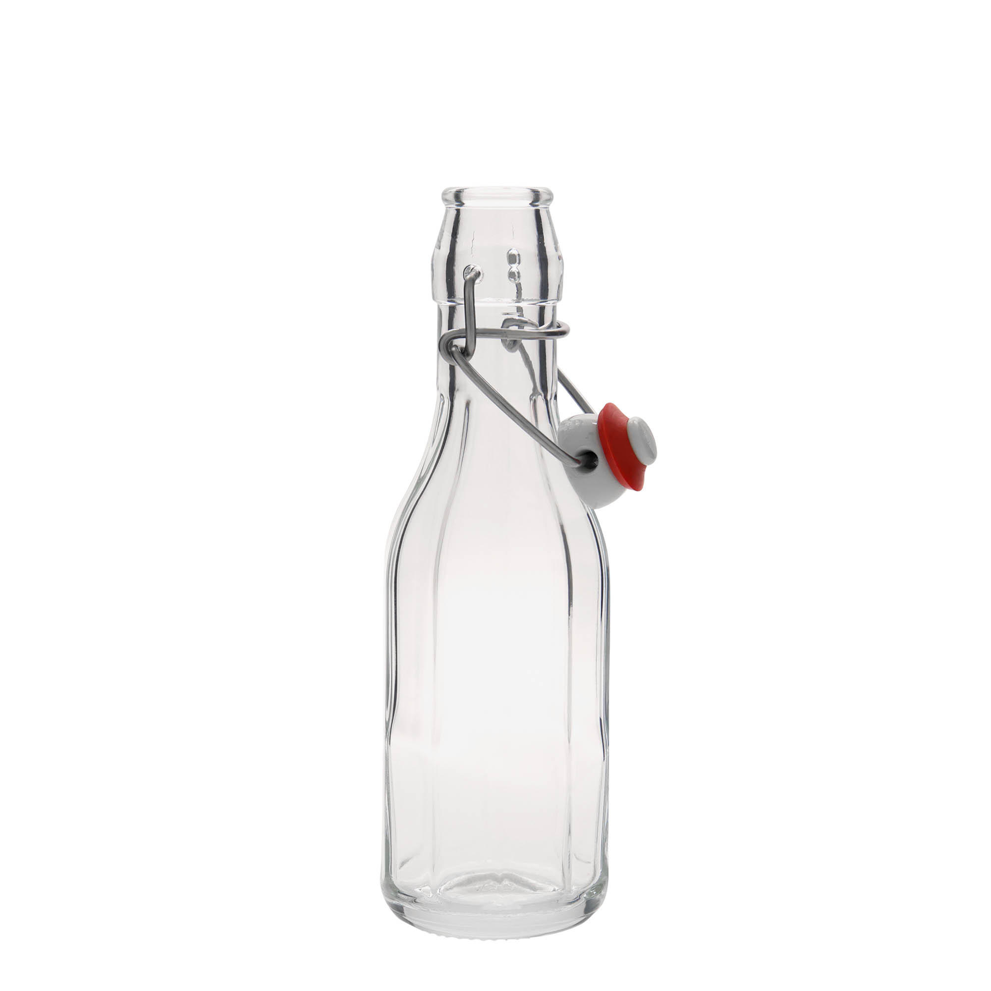 250 ml staklena flaša 'Bravo', desetougaona, otvor: preklopni zatvarač