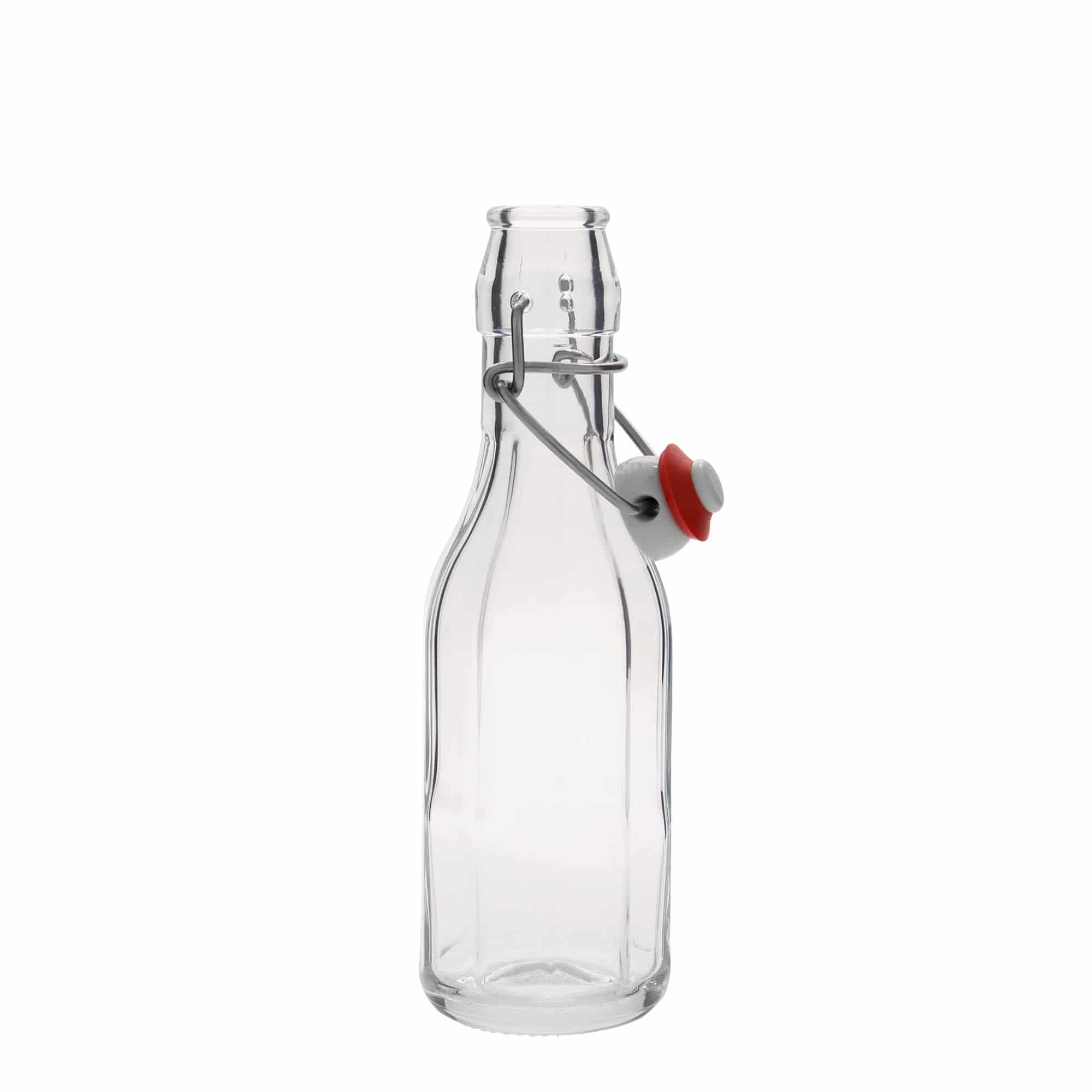 250 ml staklena flaša 'Bravo', desetougaona, otvor: preklopni zatvarač