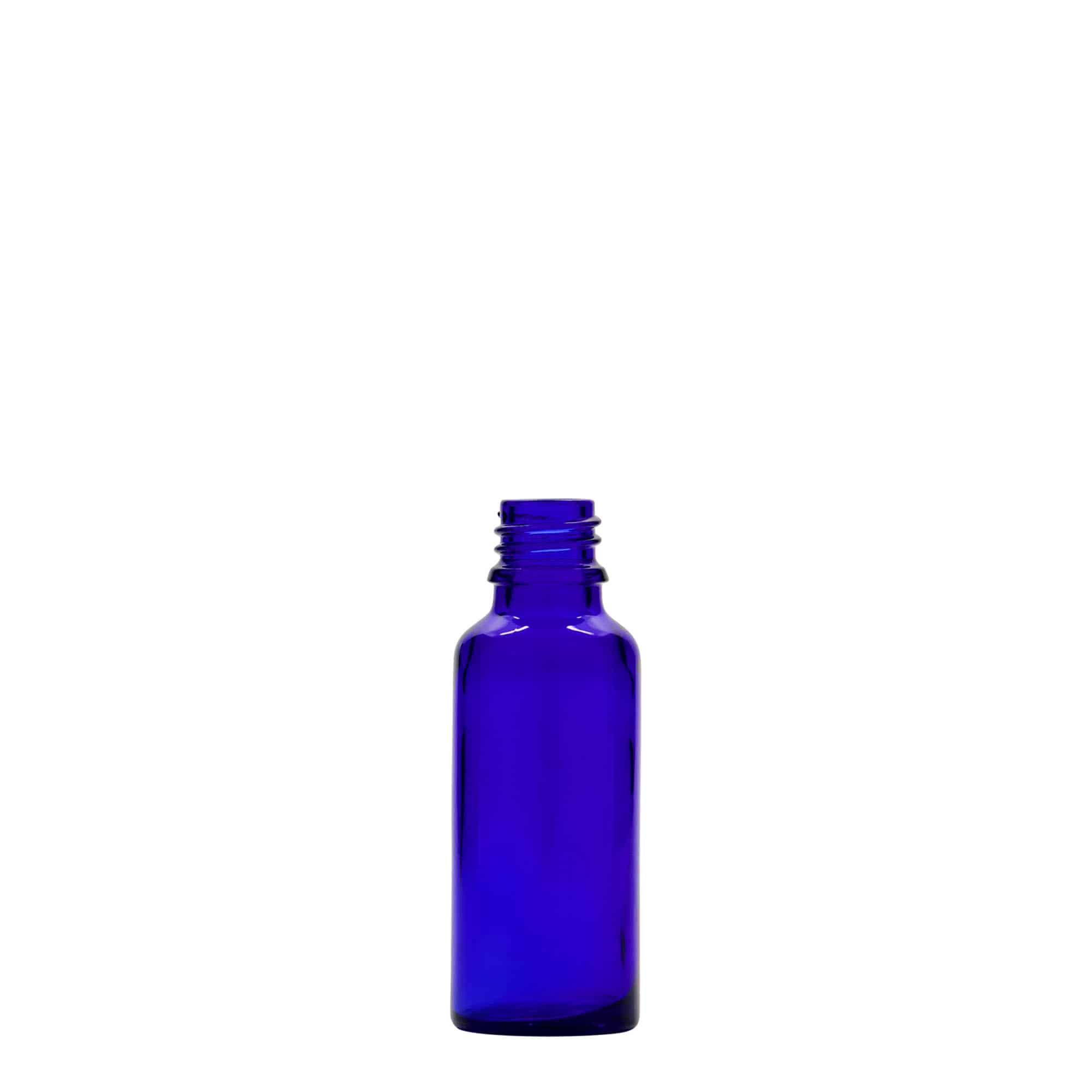 Medicinska boca od 30 ml, staklo, kraljevsko plava, otvor: DIN 18 Medicinska boca od 30 ml, staklo, kraljevsko plava, otvor: DIN 18
