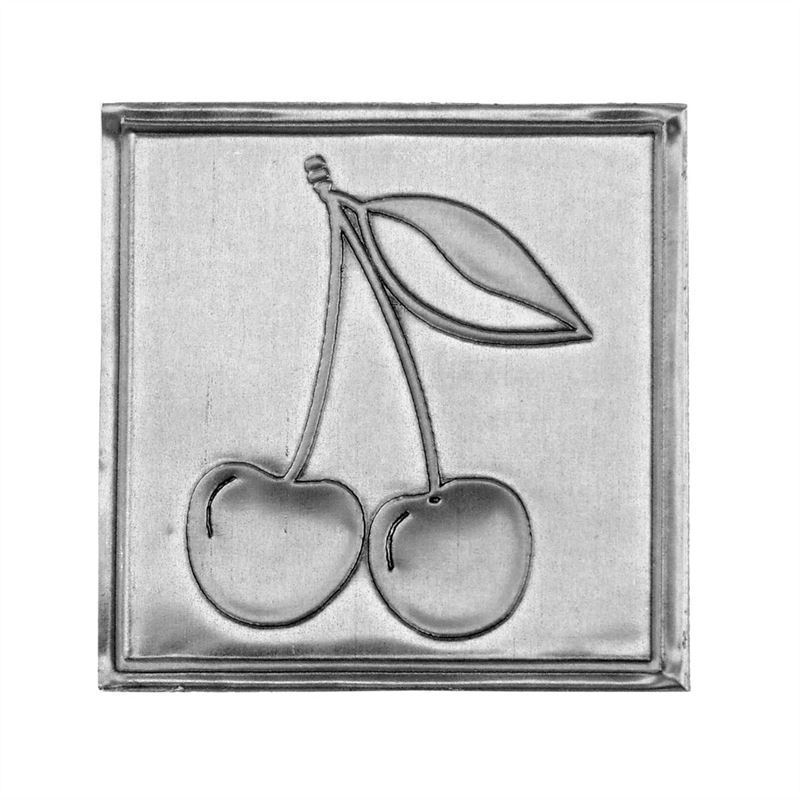 Limena etiketa 'Trešnja', kvadratna, metal, srebrna Limena etiketa 'Trešnja', kvadratna, metal, srebrna