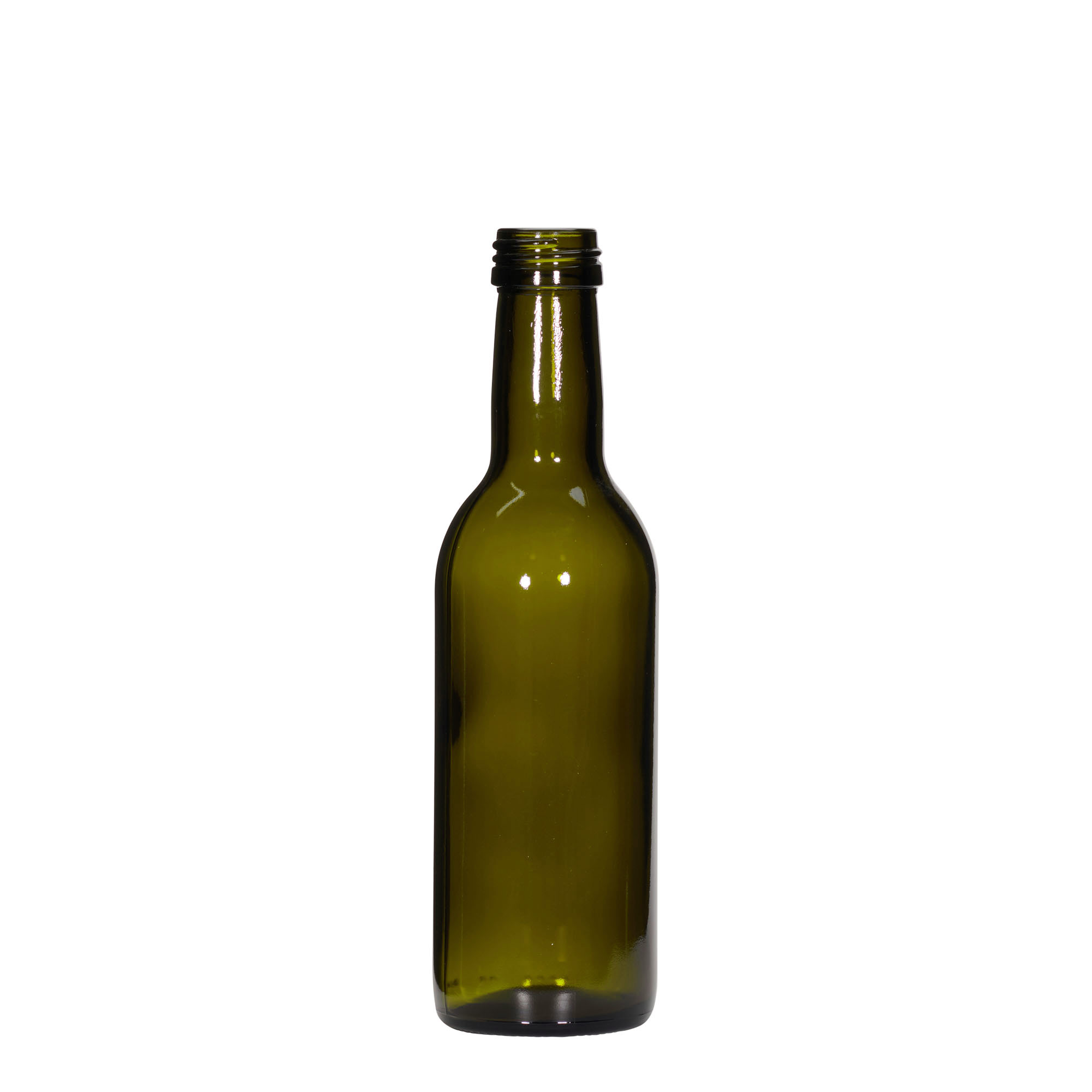 250 ml staklena flaša 'Bordo', antikno zelena, grlo: PP 28 250 ml staklena flaša 'Bordo', antikno zelena, grlo: PP 28