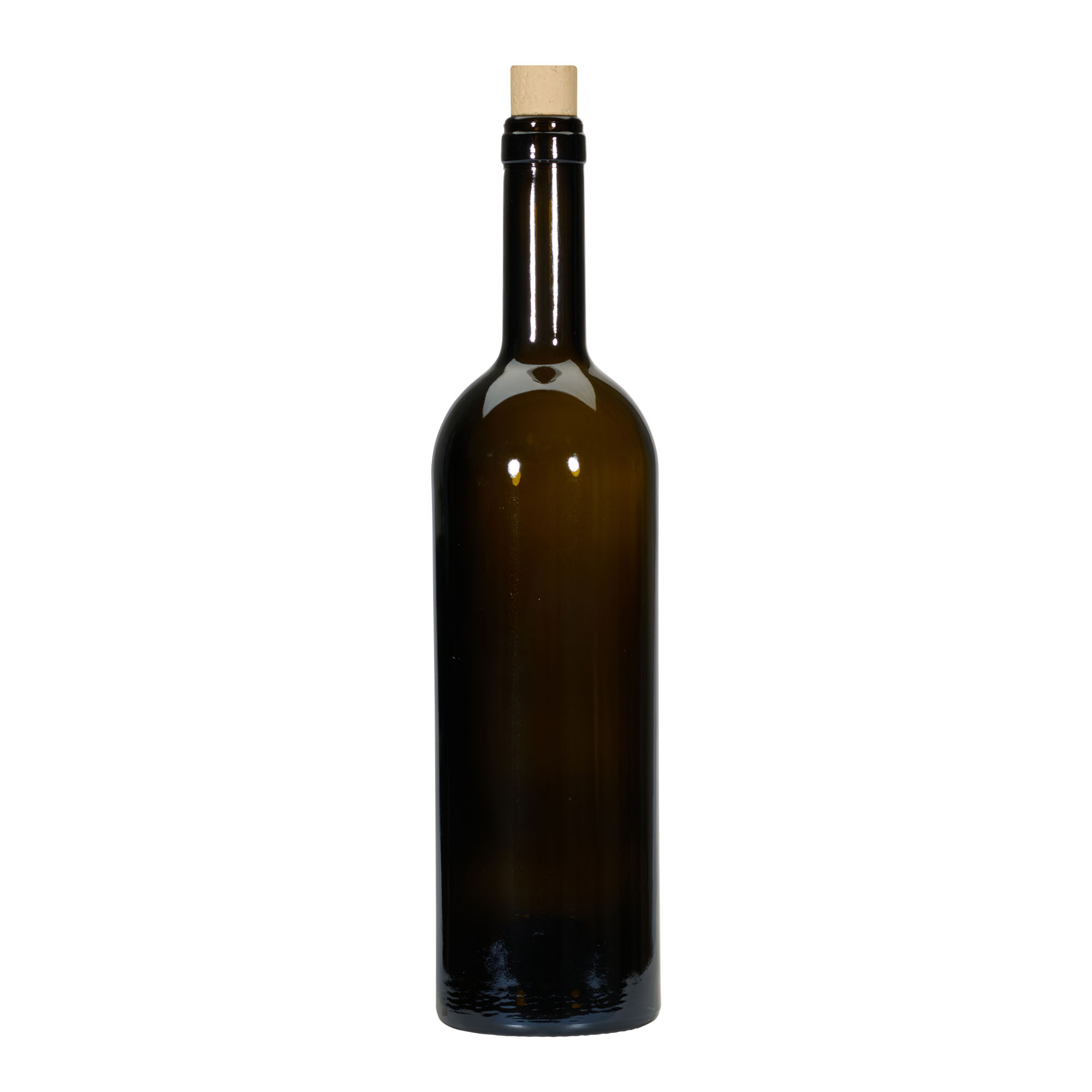 750 ml vinska boca 'Golia', antikno zelena, grlo: čep