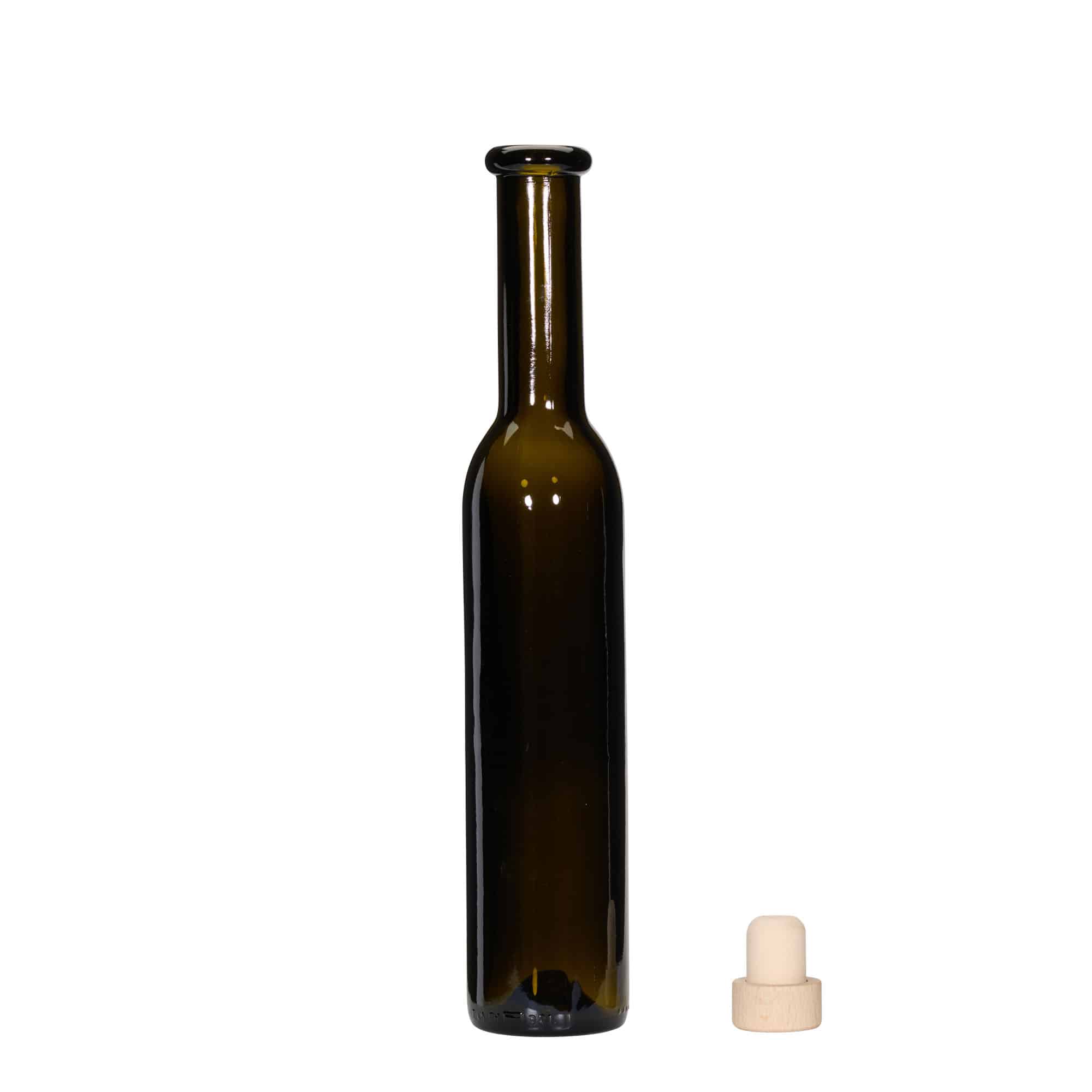 Staklena boca od 250 ml 'Rocky', antik zelena, otvor: Plutani čep