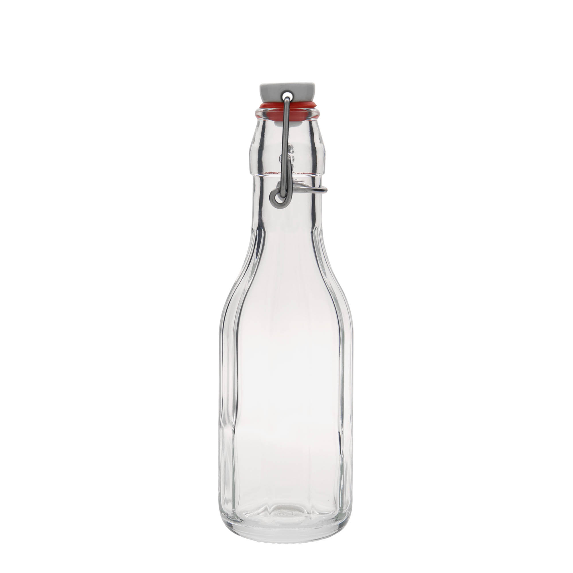 250 ml staklena flaša 'Bravo', desetougaona, otvor: preklopni zatvarač