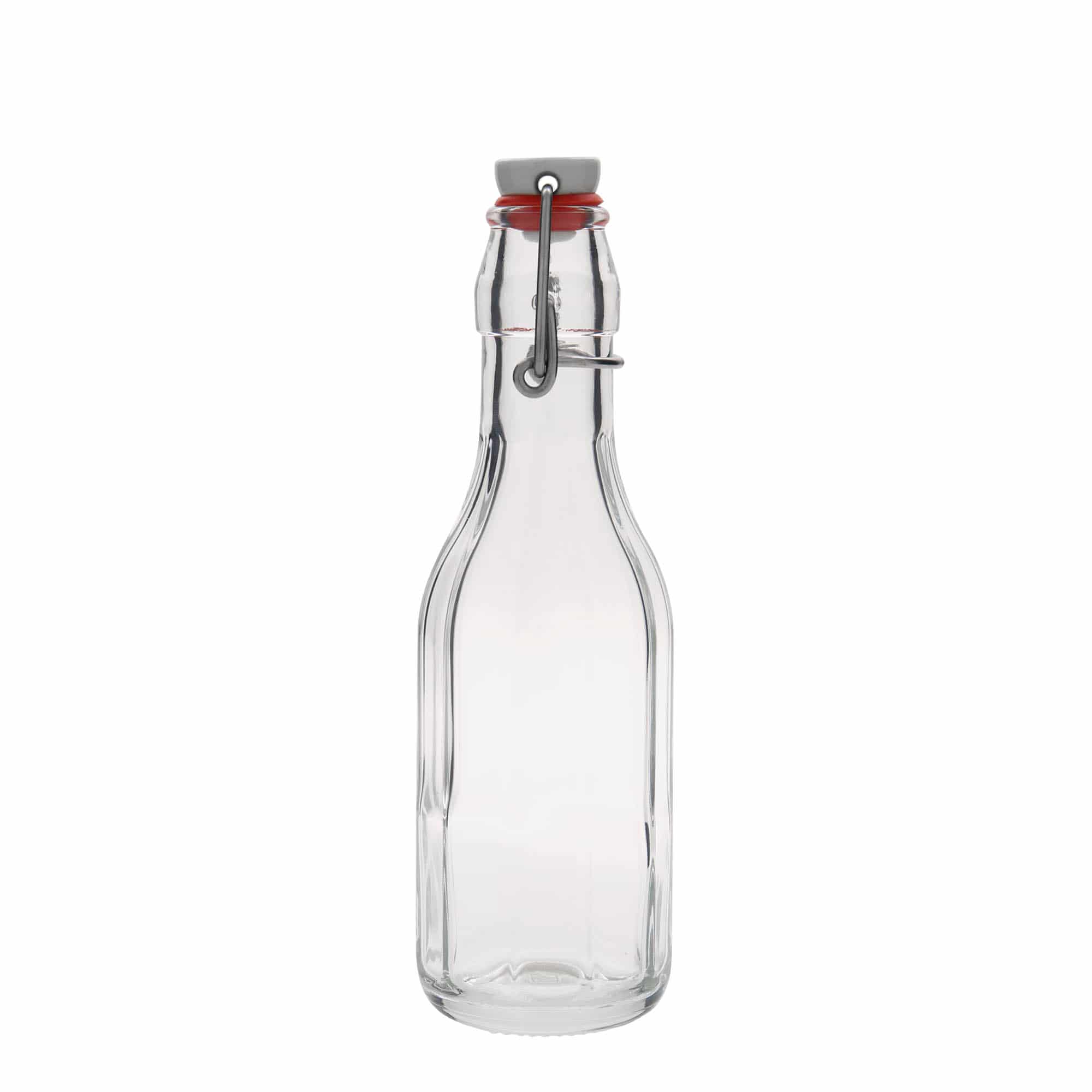 250 ml staklena flaša 'Bravo', desetougaona, otvor: preklopni zatvarač