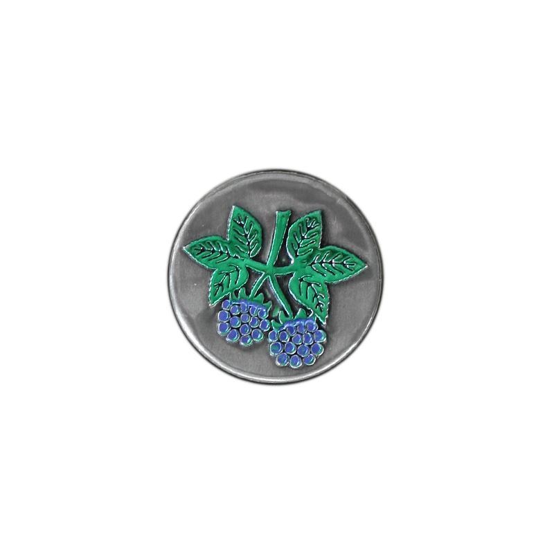 Oznaka od kositra 'Kupina', okrugla, metalna, srebrna