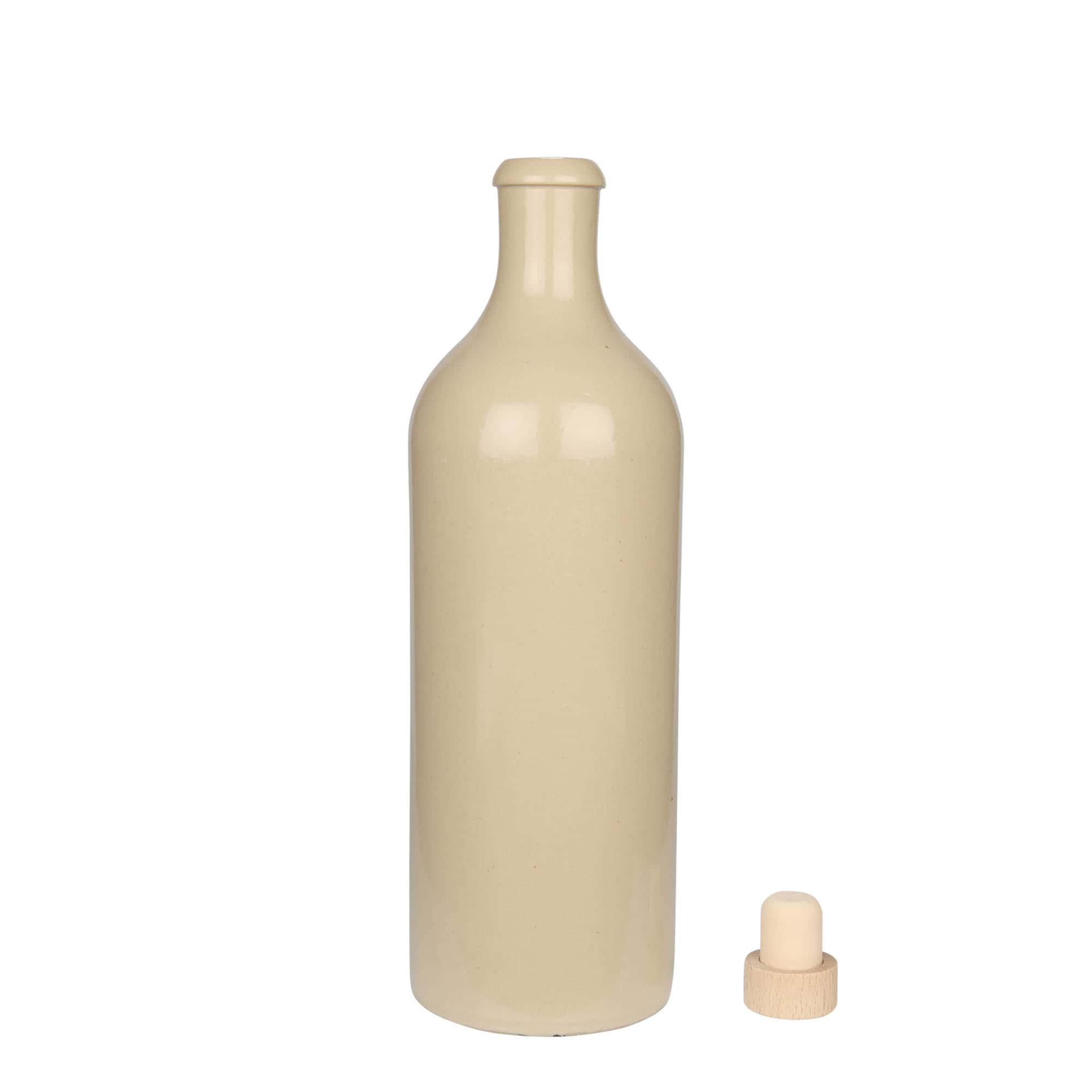 750 ml glineni vrč, kamenina, bež, otvor: plutani čep