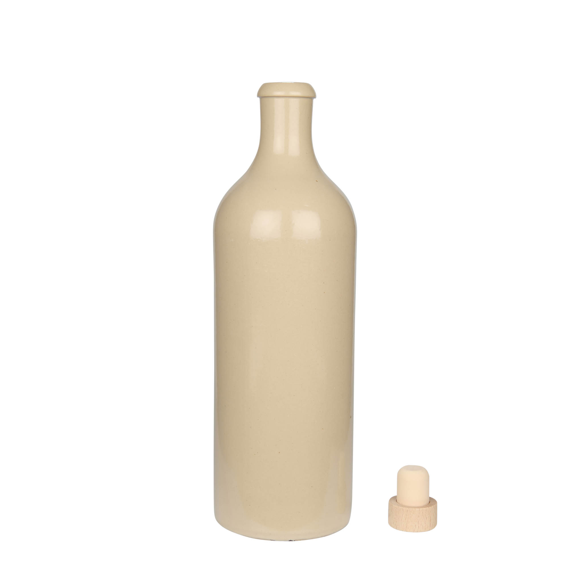 750 ml glineni vrč, kamenina, bež, otvor: plutani čep