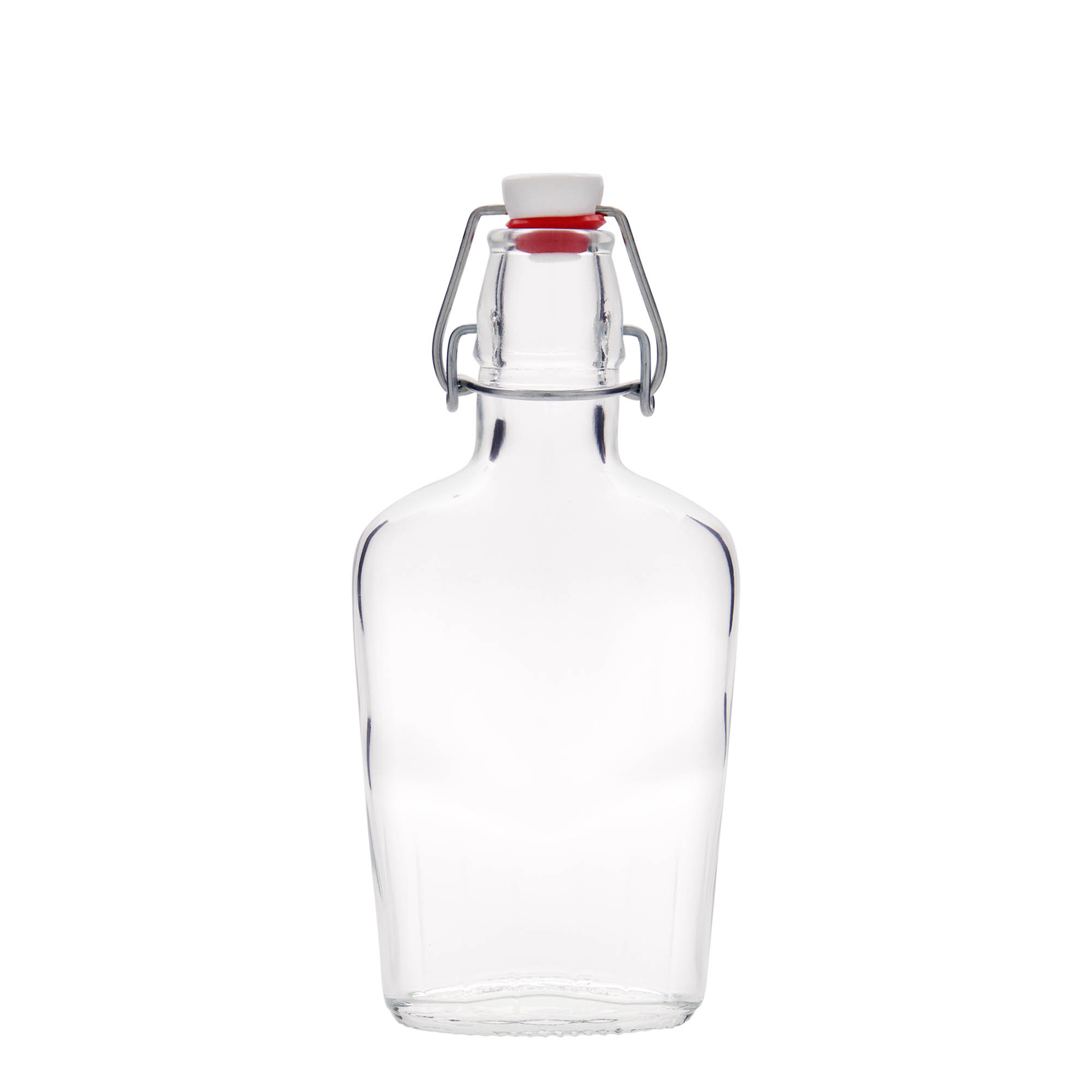 250 ml staklena flaša 'Fiaschetta', ovalna, otvor: zatvarač sa kopčom 250 ml staklena flaša 'Fiaschetta', ovalna, otvor: zatvarač sa kopčom