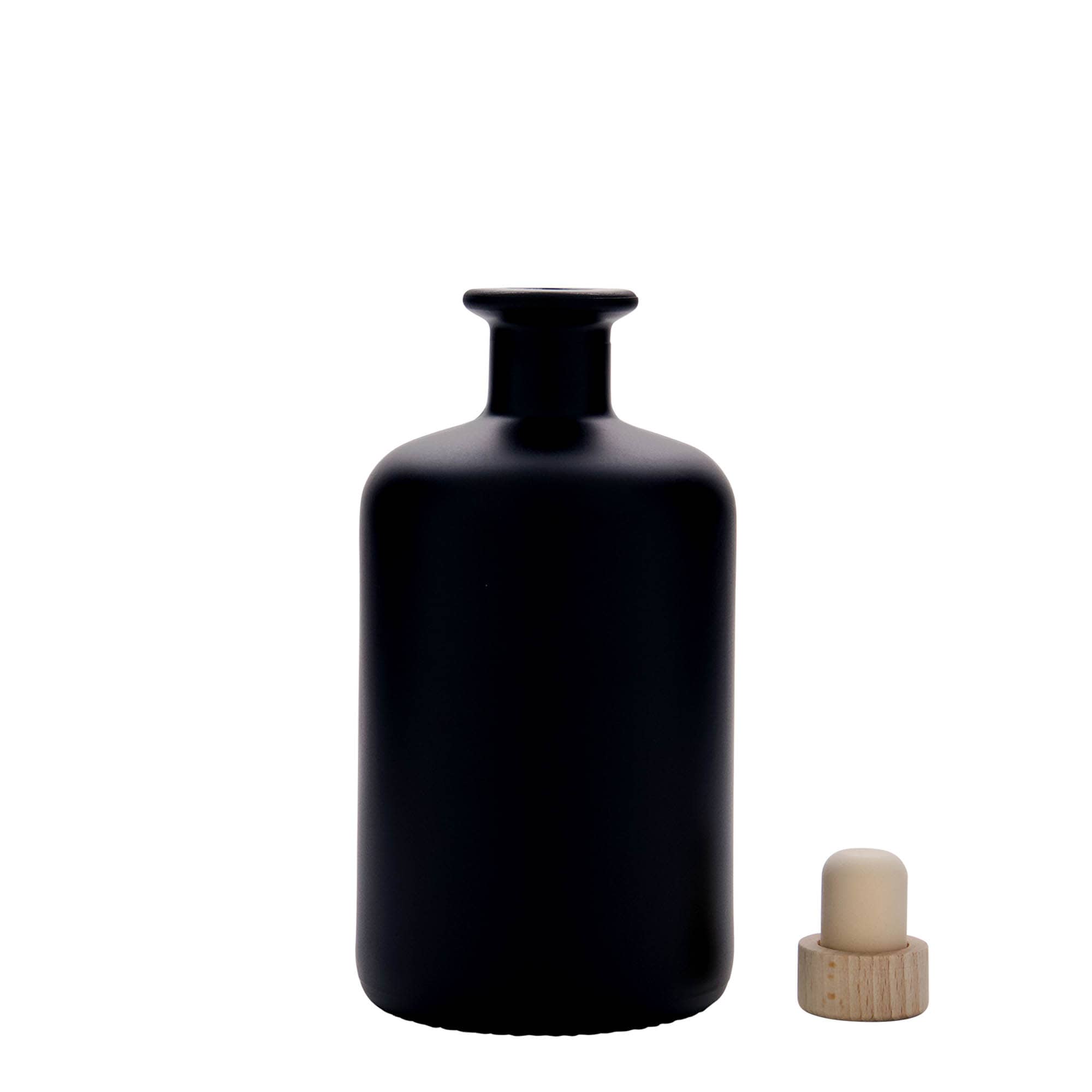 Staklena boca od 500 ml farmaceutska, crna, otvor: Plutani čep