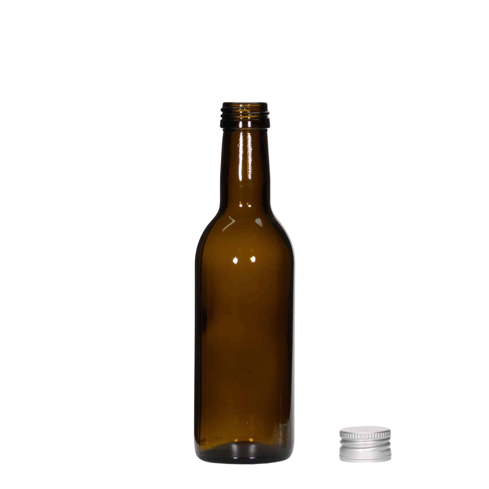 Staklena boca od 250 ml 'Bordeaux', antik zelena, otvor: PP 28