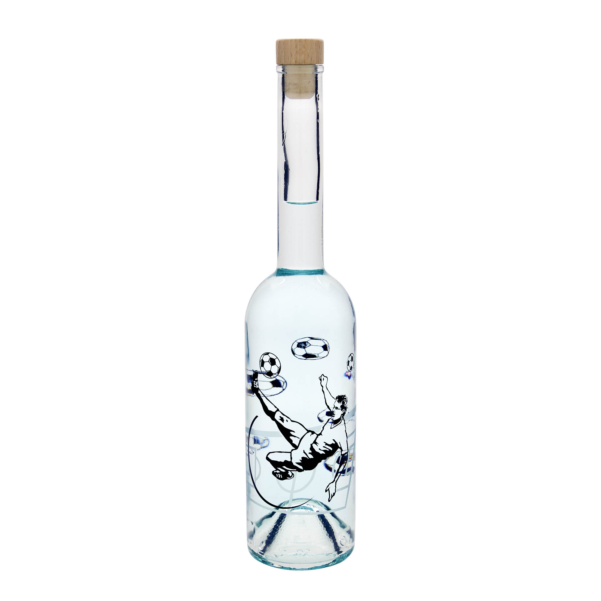 500 ml staklena flaša 'Opera', motiv: fudbaler, grlo: pluto 500 ml staklena flaša 'Opera', motiv: fudbaler, grlo: pluto