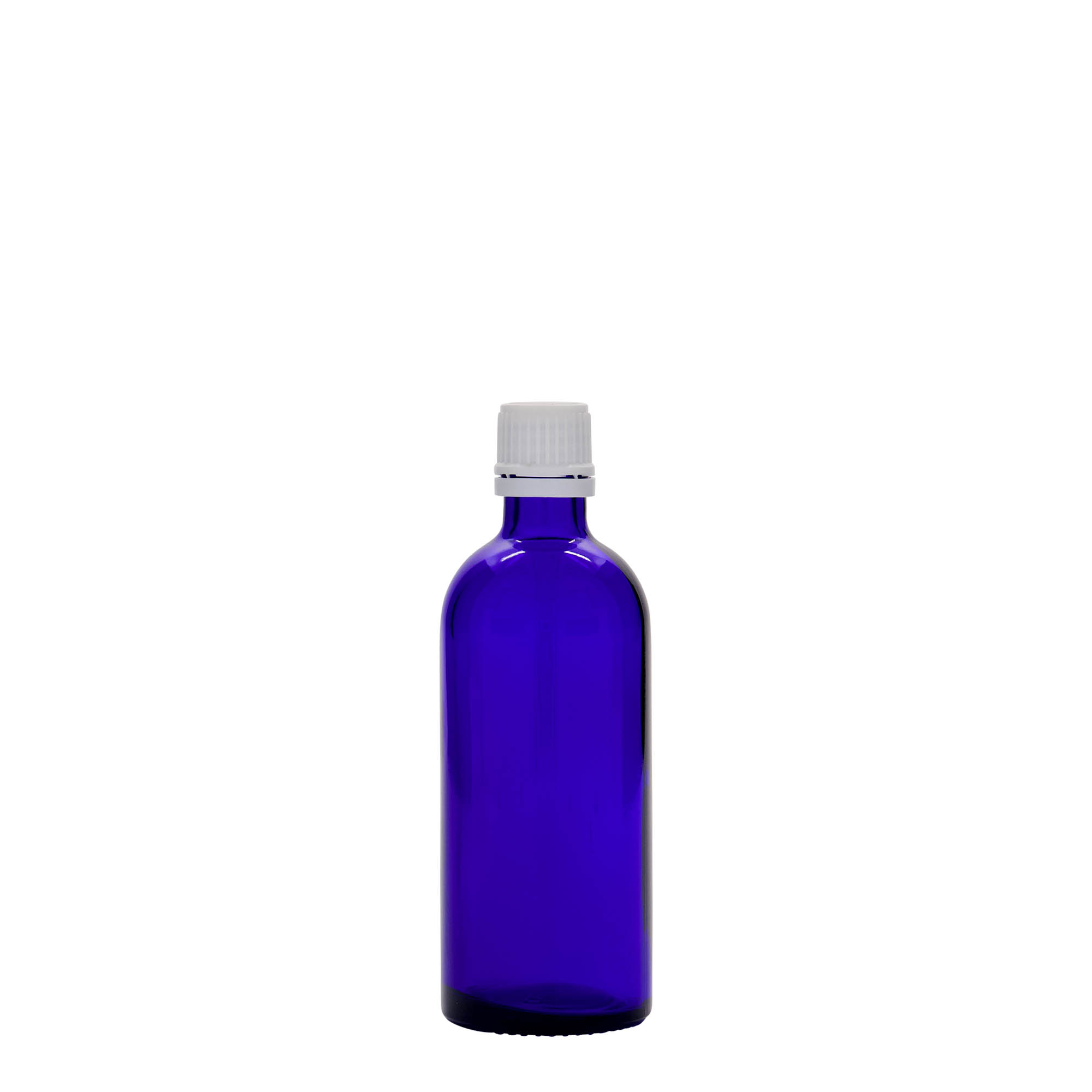 Medicinska boca od 100 ml, staklo, kraljevsko plava, otvor: DIN 18