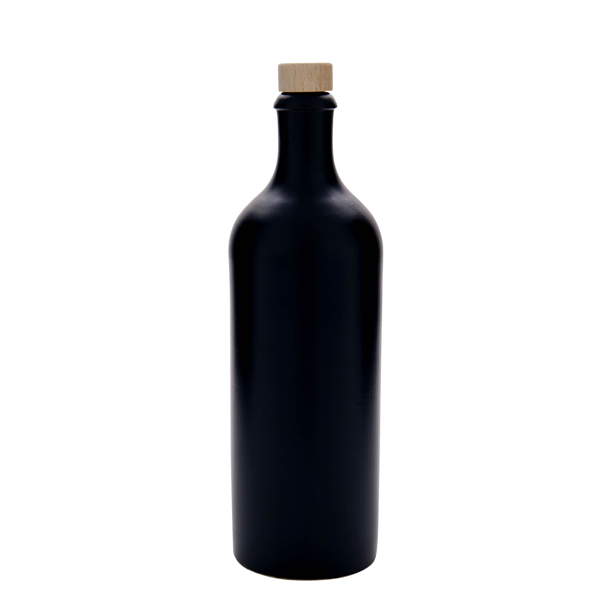 750 ml glineni vrč, kamenina, crni, otvor: čep