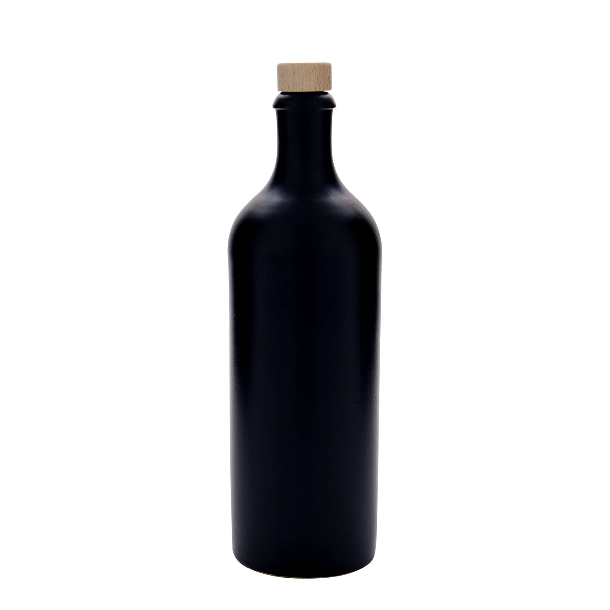 750 ml glineni vrč, kamenina, crni, otvor: čep