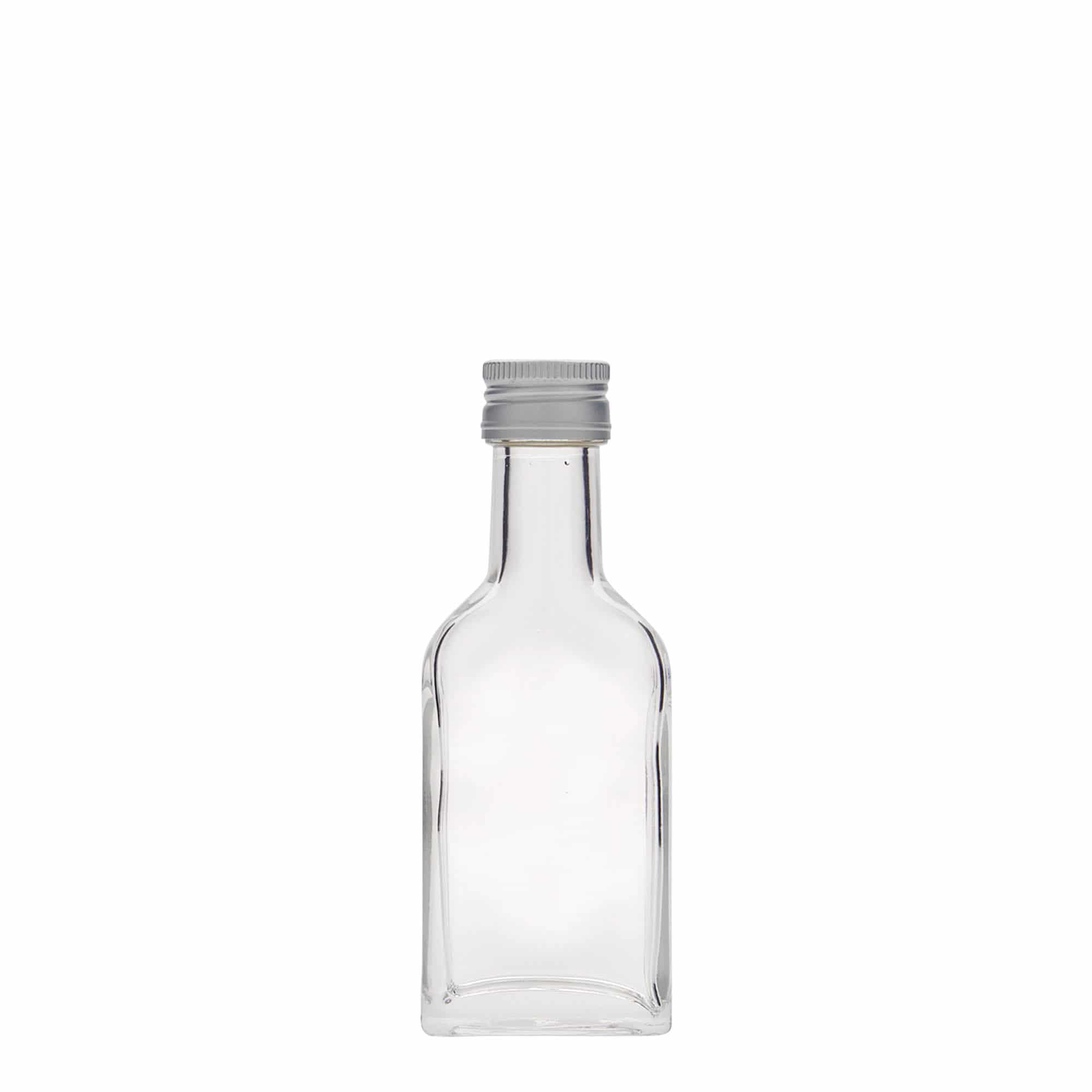 40 ml bočica za džep, dugi vrat, pravougaona, staklo, grlo: PP 22