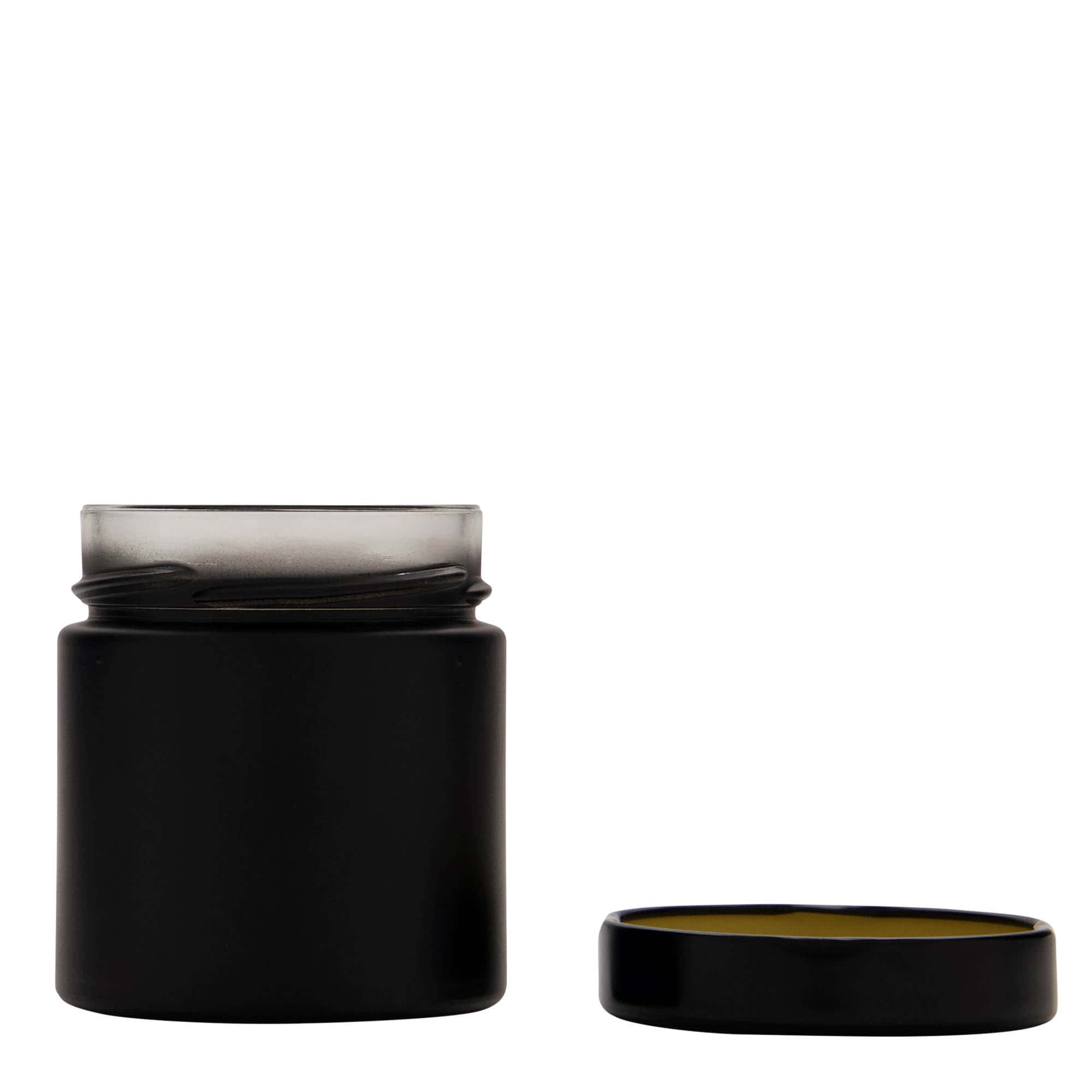 220 ml okrugla tegla 'Aurora', crna, otvor: Deep-Twist-Off (DTO 66)