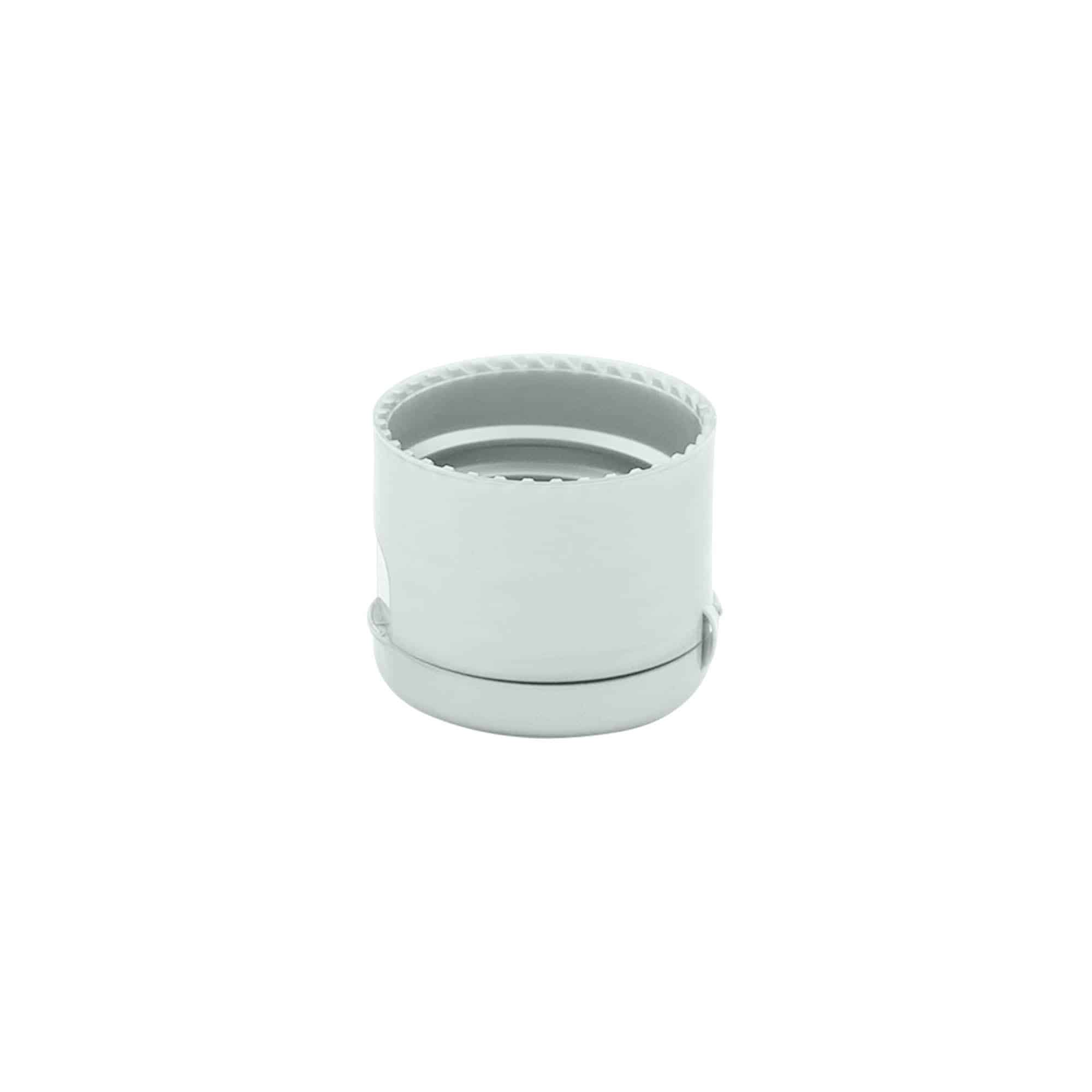 Zatvarač sa navojem, preklopni šarnir, PP-plastika, srebrne boje, za otvor: 24/410 Zatvarač sa navojem, preklopni šarnir, PP-plastika, srebrne boje, za otvor: 24/410