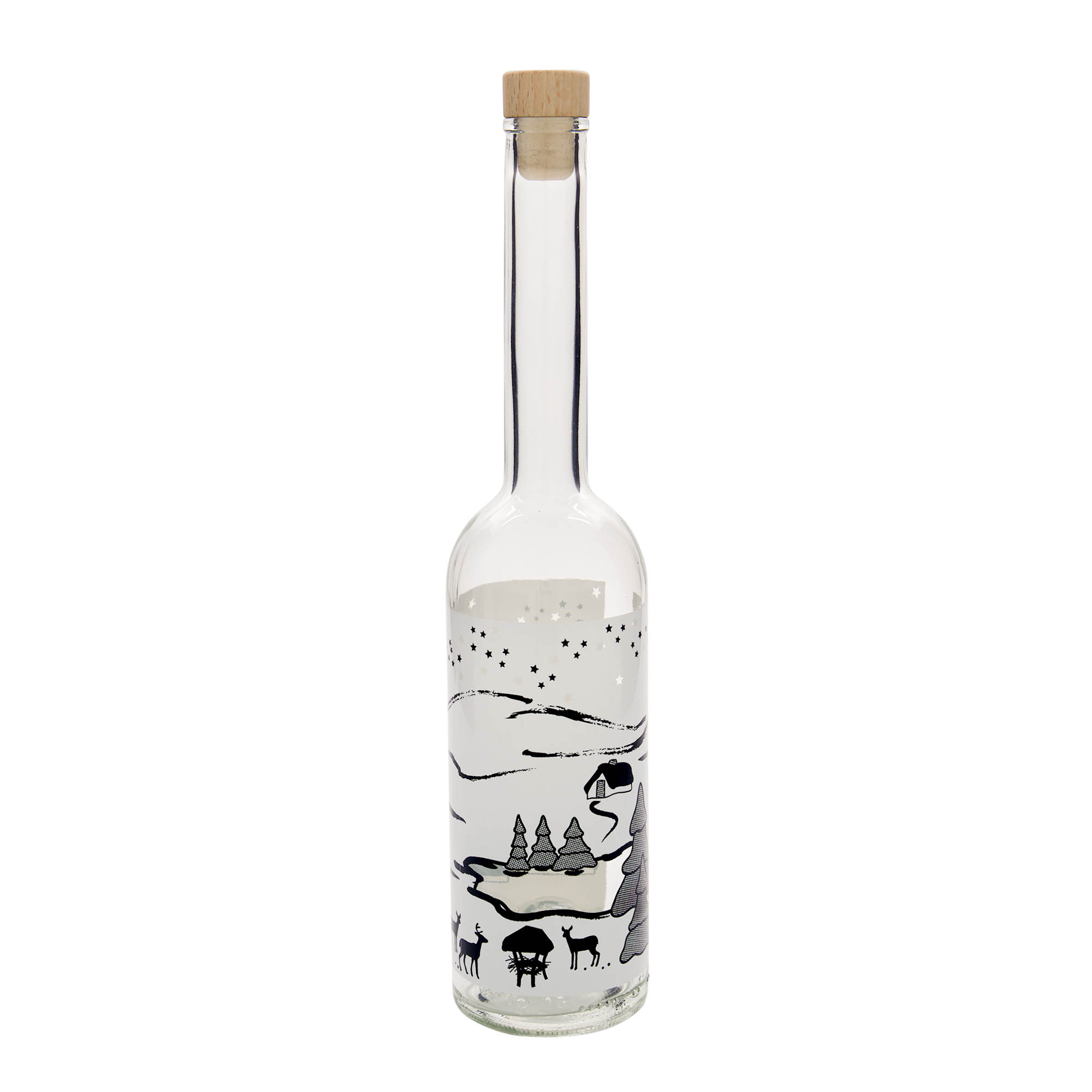 500 ml staklena flaša 'Opera', motiv: Zimski san-Bianco, grlo: plutа