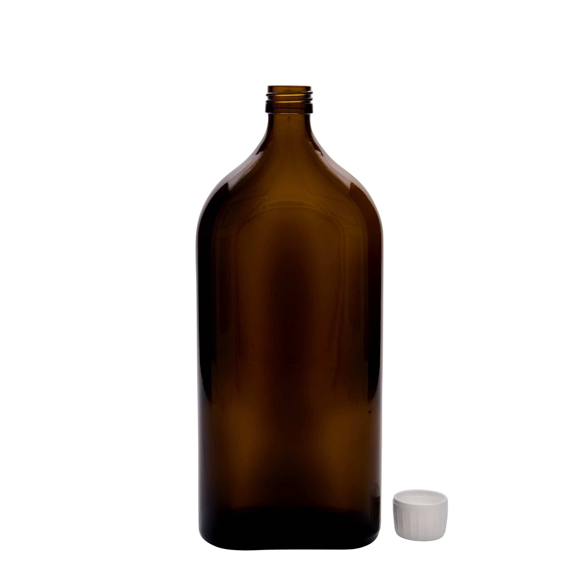 Medicinska boca od 1000 ml Meplat, ovalna, staklo, braon, otvor: PP 28