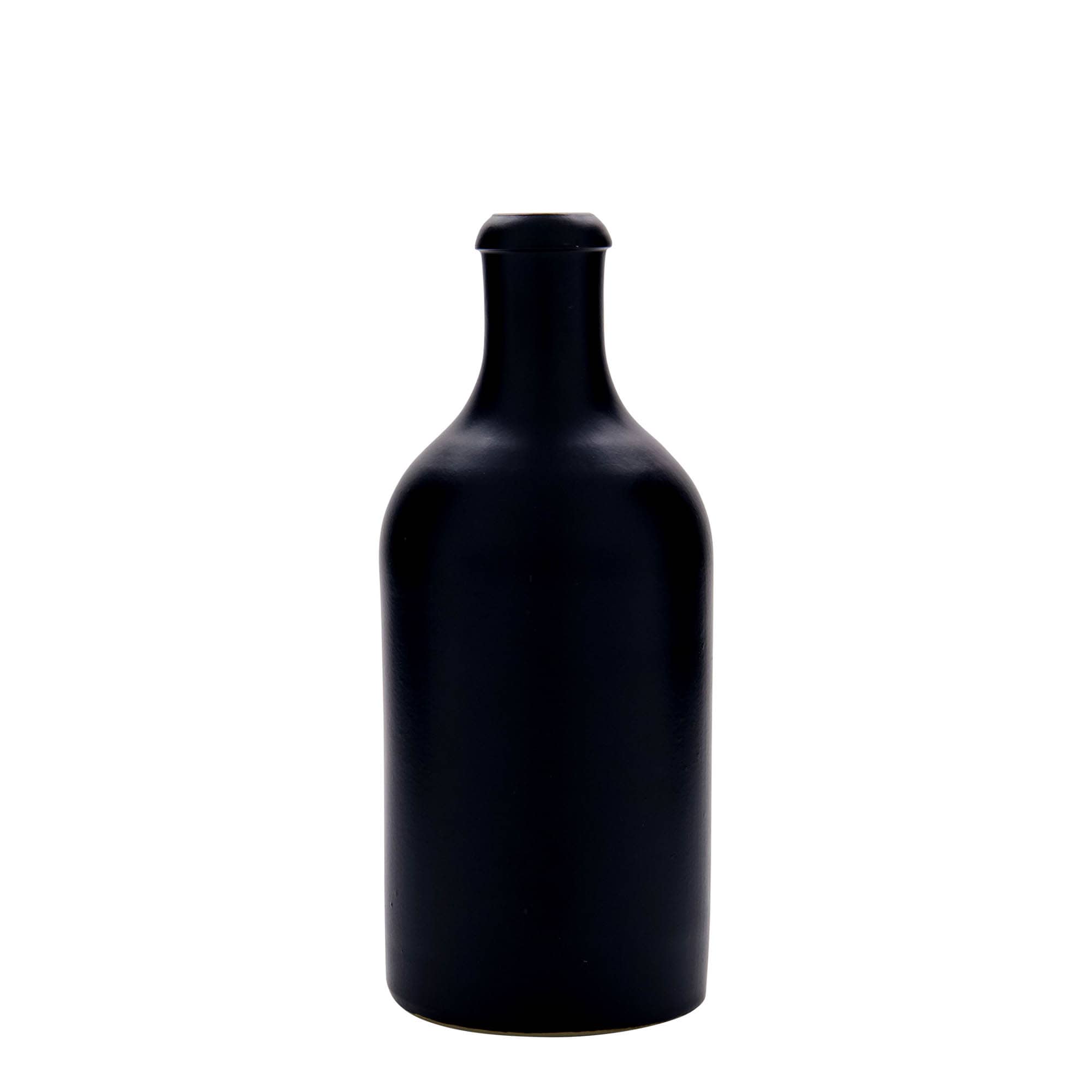 500 ml glineni vrč, kamenina, crni, otvor: plutani čep