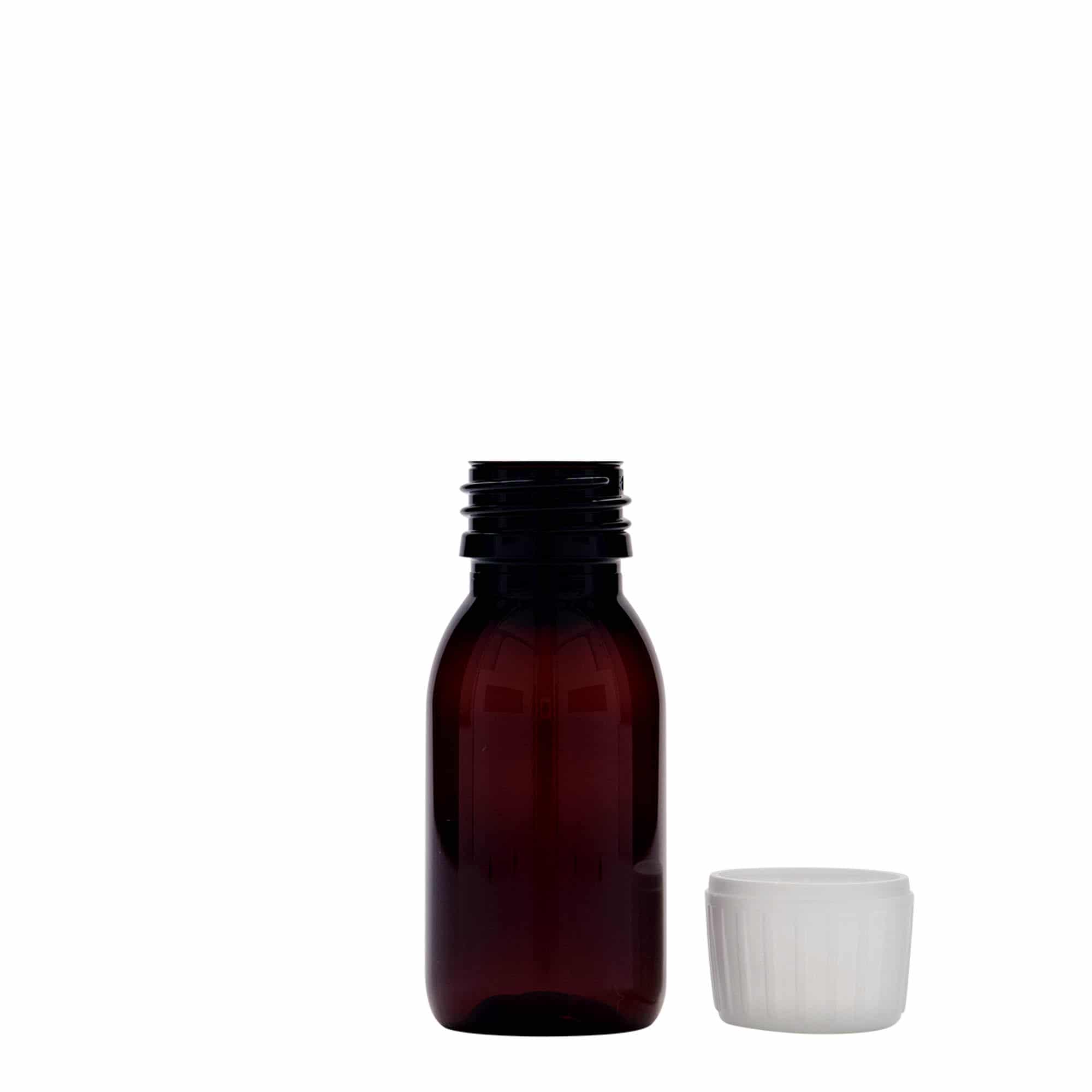 PET medicinska boca od 60 ml, braon, plastika, otvor: PP 28