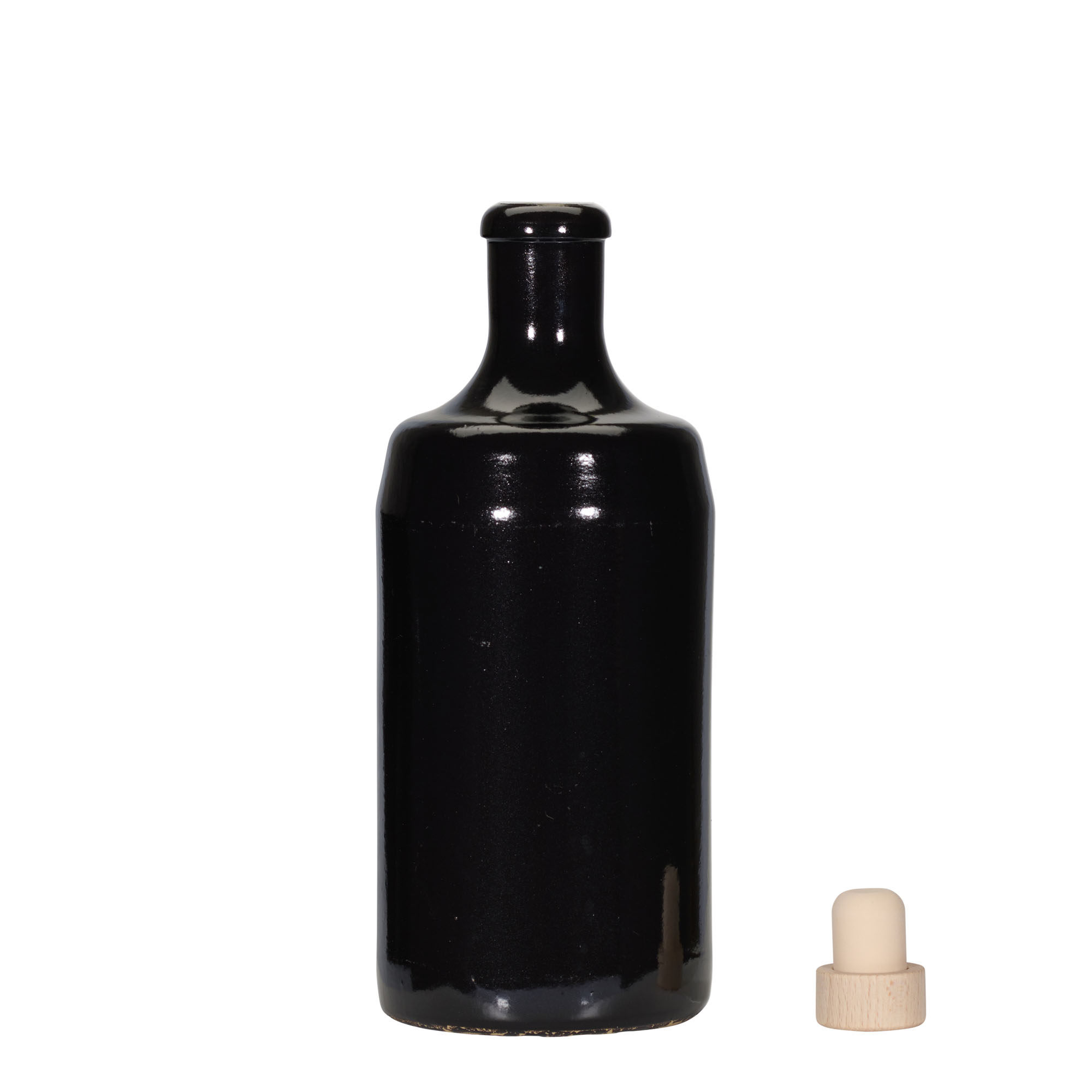 700 ml glineni vrč 'Calvados, kamenina, crni, otvor: pluta'