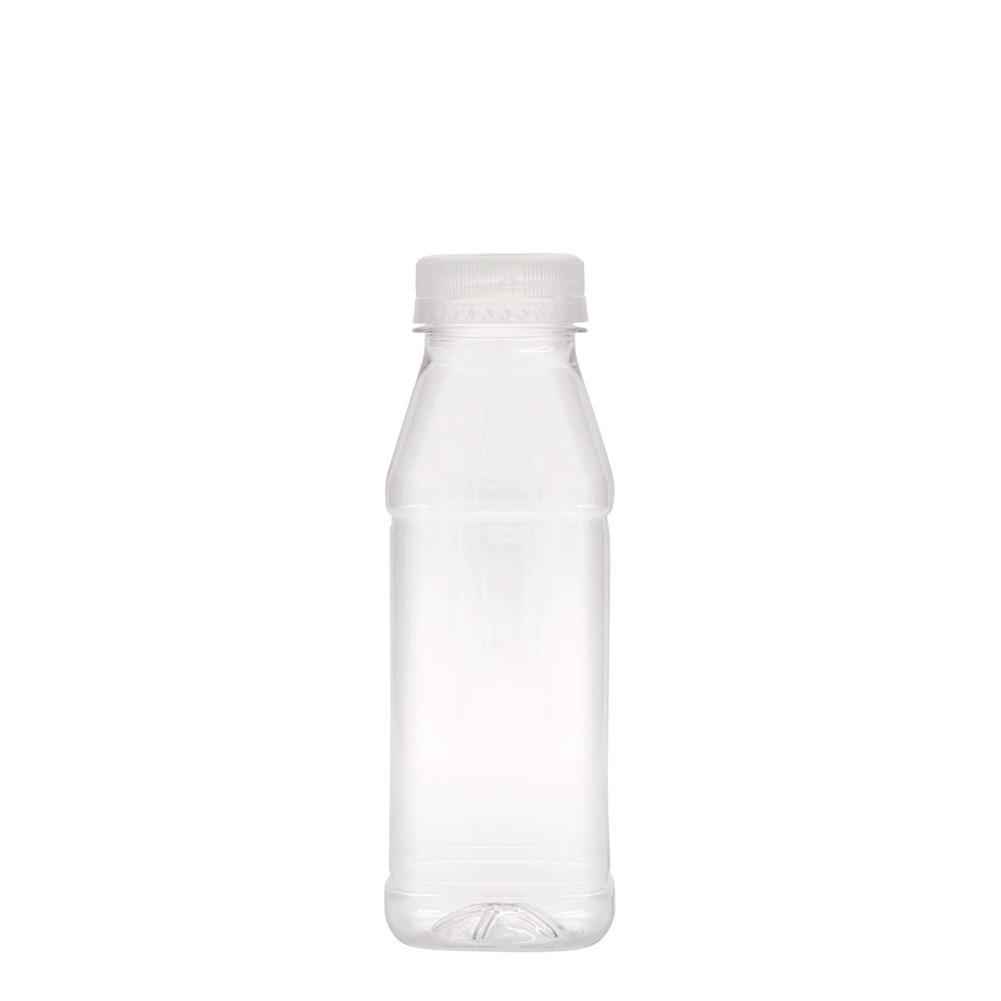 330 ml PET-flaša 'Milk and Juice Carré', kvadratna, plastika, grlo: 38 mm