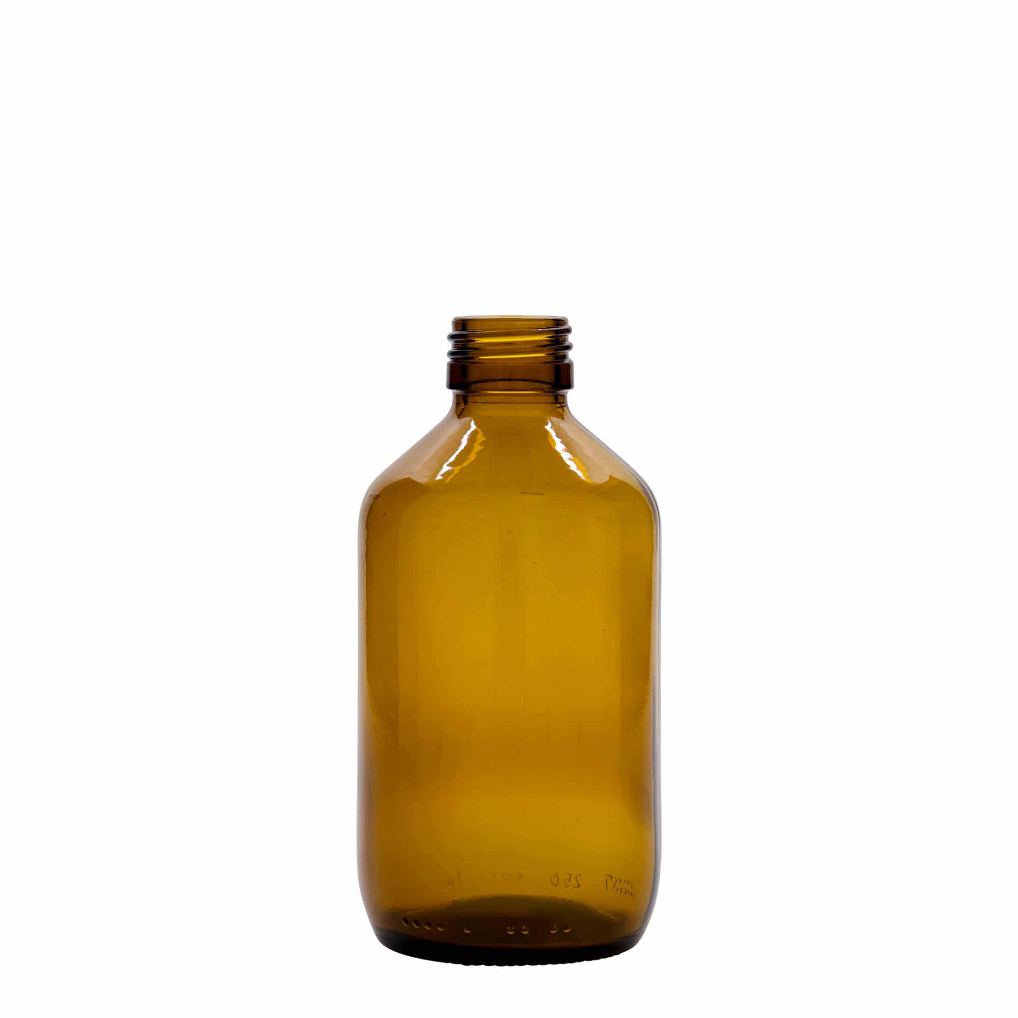 Medicinska boca od 250 ml, braon, staklo, otvor: PP 28 Medicinska boca od 250 ml, braon, staklo, otvor: PP 28