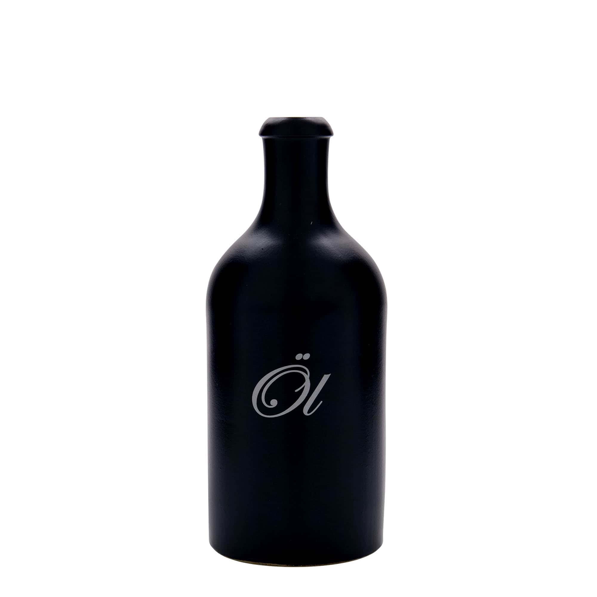 500 ml glineni vrč, motiv: ulje, kamenina, crna, otvor: pluta 500 ml glineni vrč, motiv: ulje, kamenina, crna, otvor: pluta