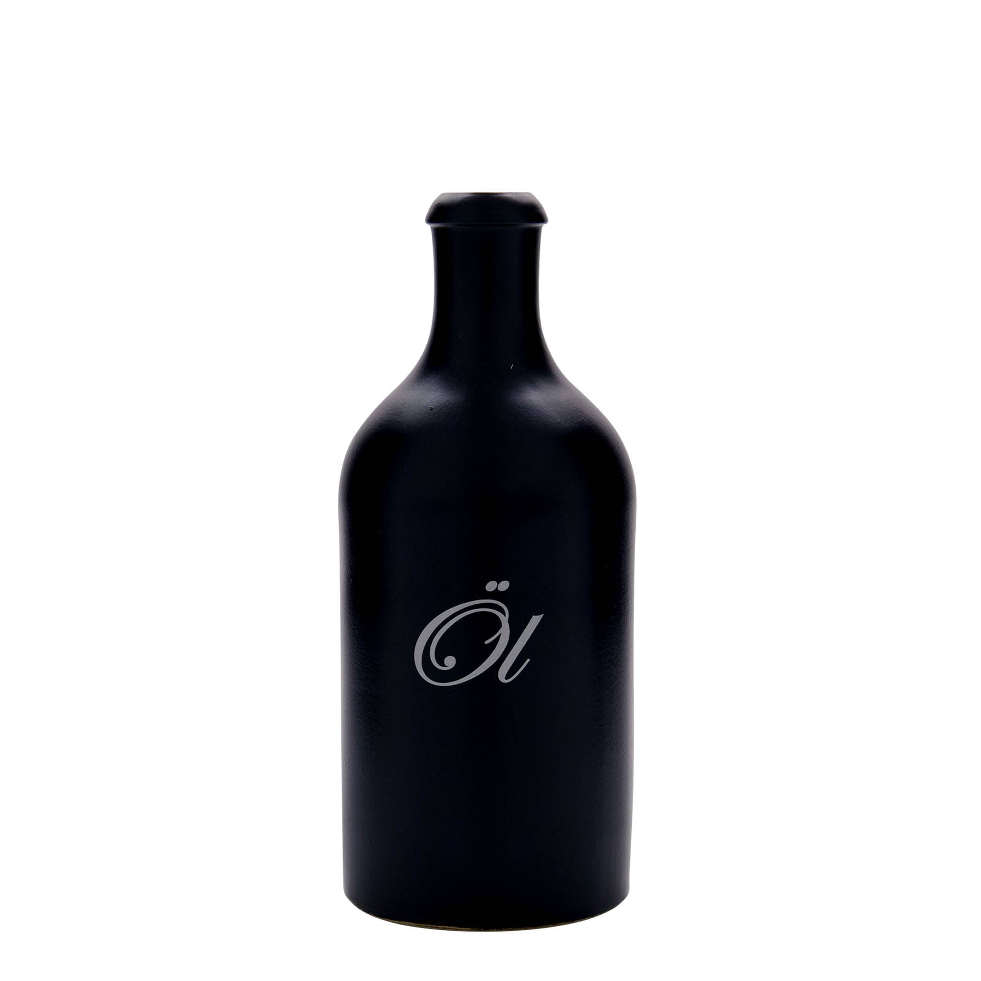 500 ml glineni vrč, motiv: ulje, kamenina, crna, otvor: pluta