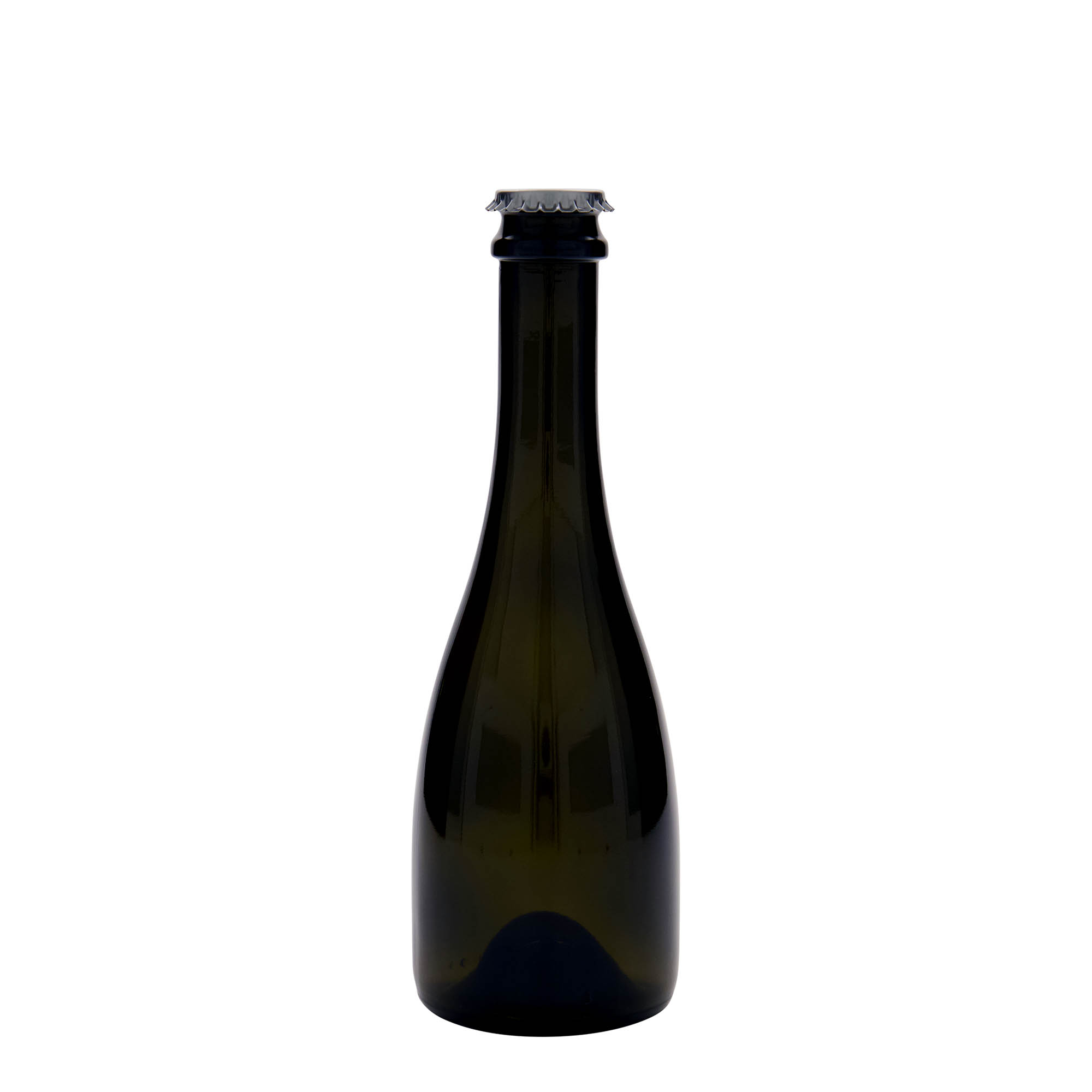 330 ml flaša za pivo/šampanjac 'Tosca', staklo, antikno zelena, otvor: krunski čep