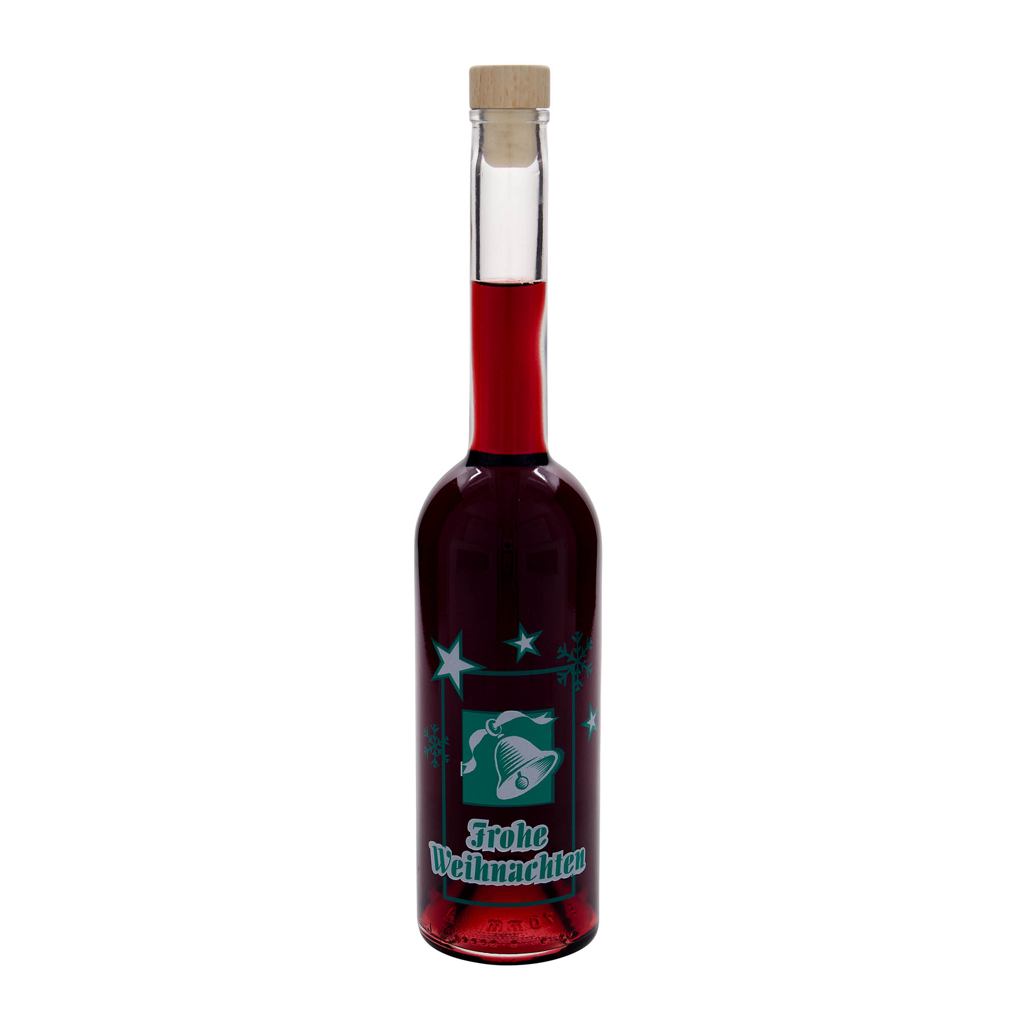 500 ml staklena flaša 'Opera', motiv: Srećan Božić, grlo: čep