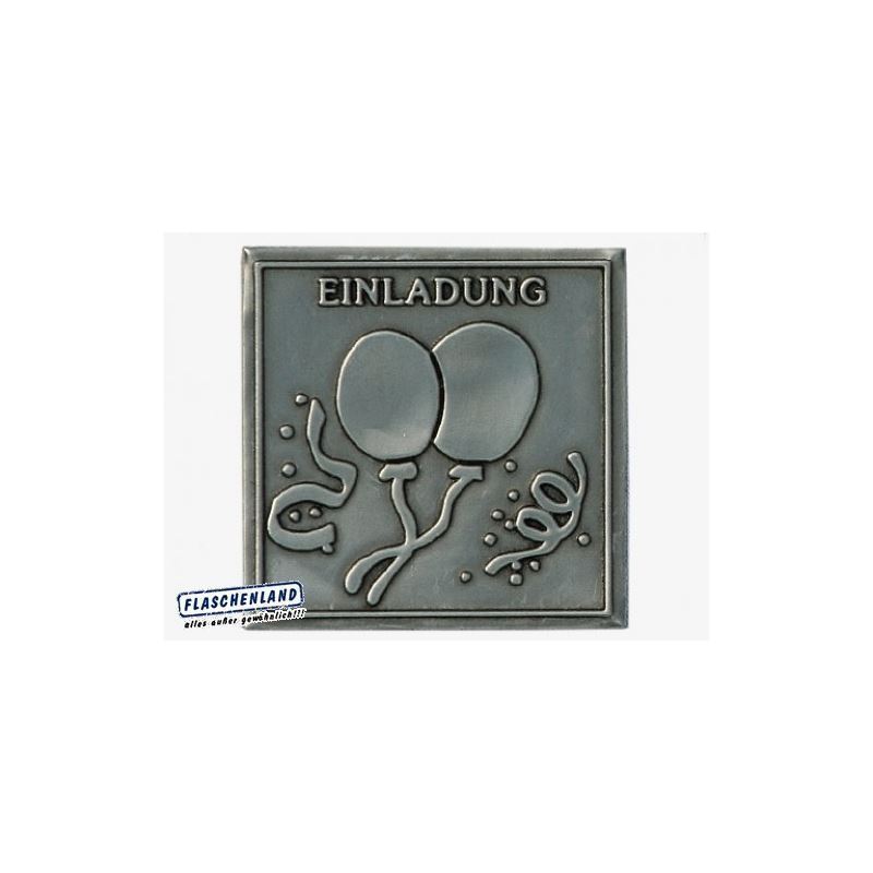 Metalna etiketa od kalaja 'Pozivnica', kvadratna, srebrna Metalna etiketa od kalaja 'Pozivnica', kvadratna, srebrna