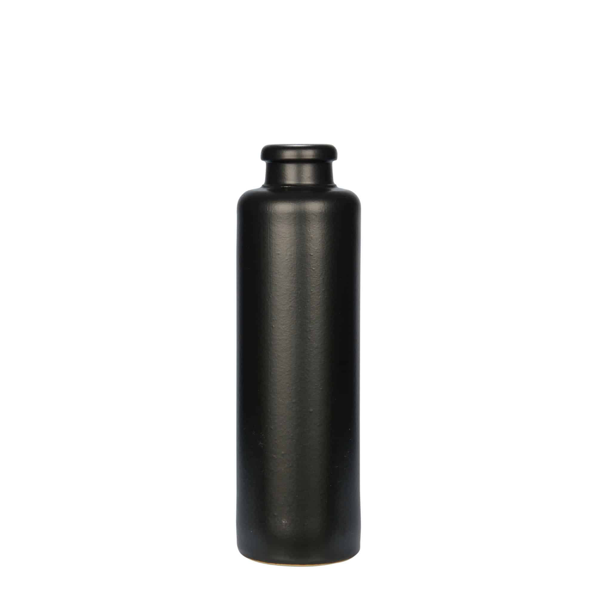 Glinena boca od 200 ml, keramika, crna, otvor: Plutani čep Glinena boca od 200 ml, keramika, crna, otvor: Plutani čep