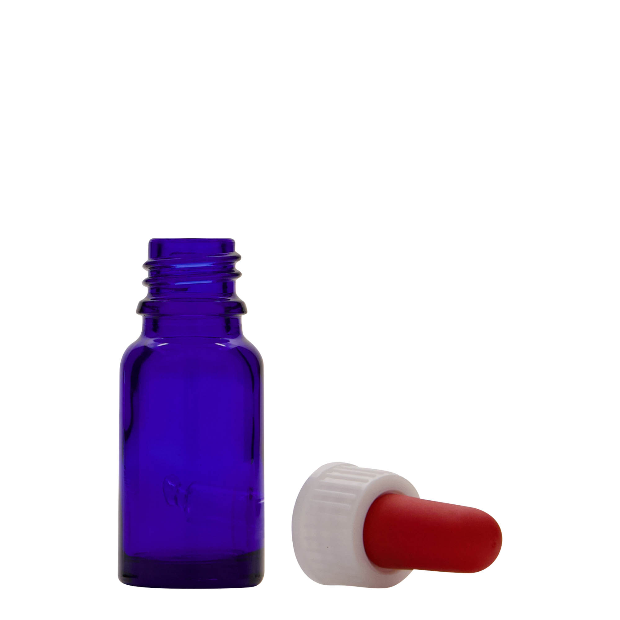 10 ml bočica sa pipetom, medicinska, staklena, kraljevsko plava-crvena, grlo: DIN 18 10 ml bočica sa pipetom, medicinska, staklena, kraljevsko plava-crvena, grlo: DIN 18