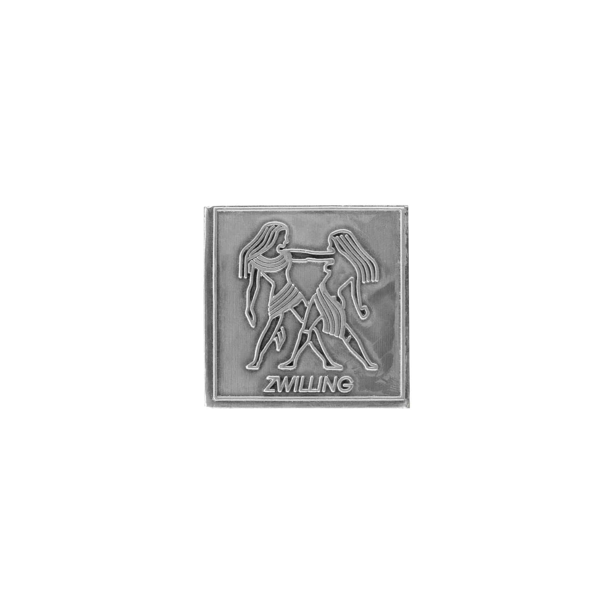 Limena etiketa 'Blizanci', kvadratna, metal, srebrna Limena etiketa 'Blizanci', kvadratna, metal, srebrna