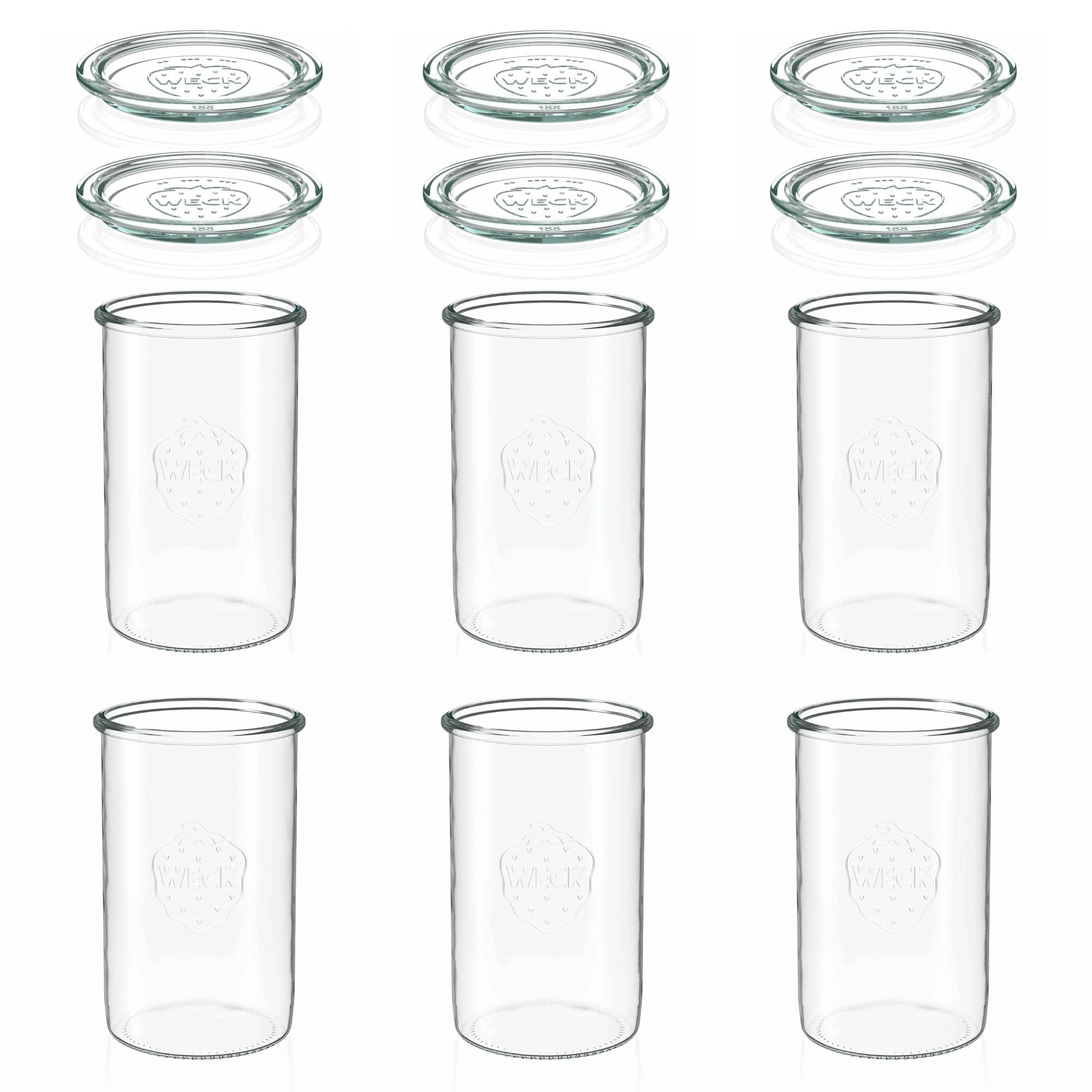 6x 1000 ml WECK staklena tegle sa širokim otvorom sa staklenim poklopcem RR 100