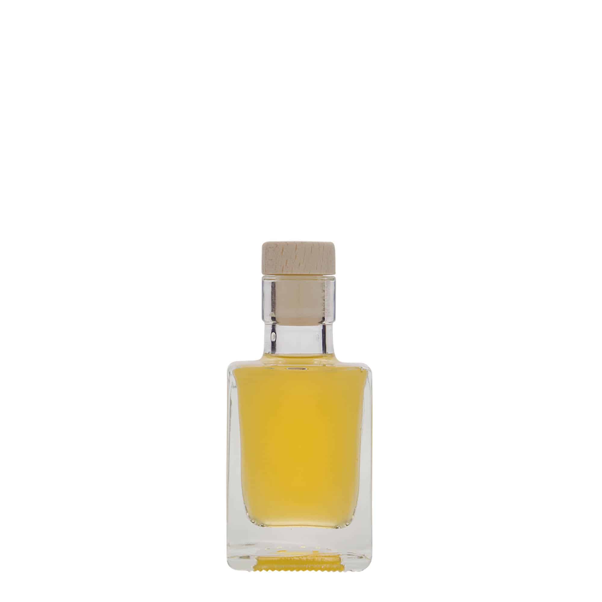 50 ml staklena flaša 'Cube', kvadratna, grlo: pluta