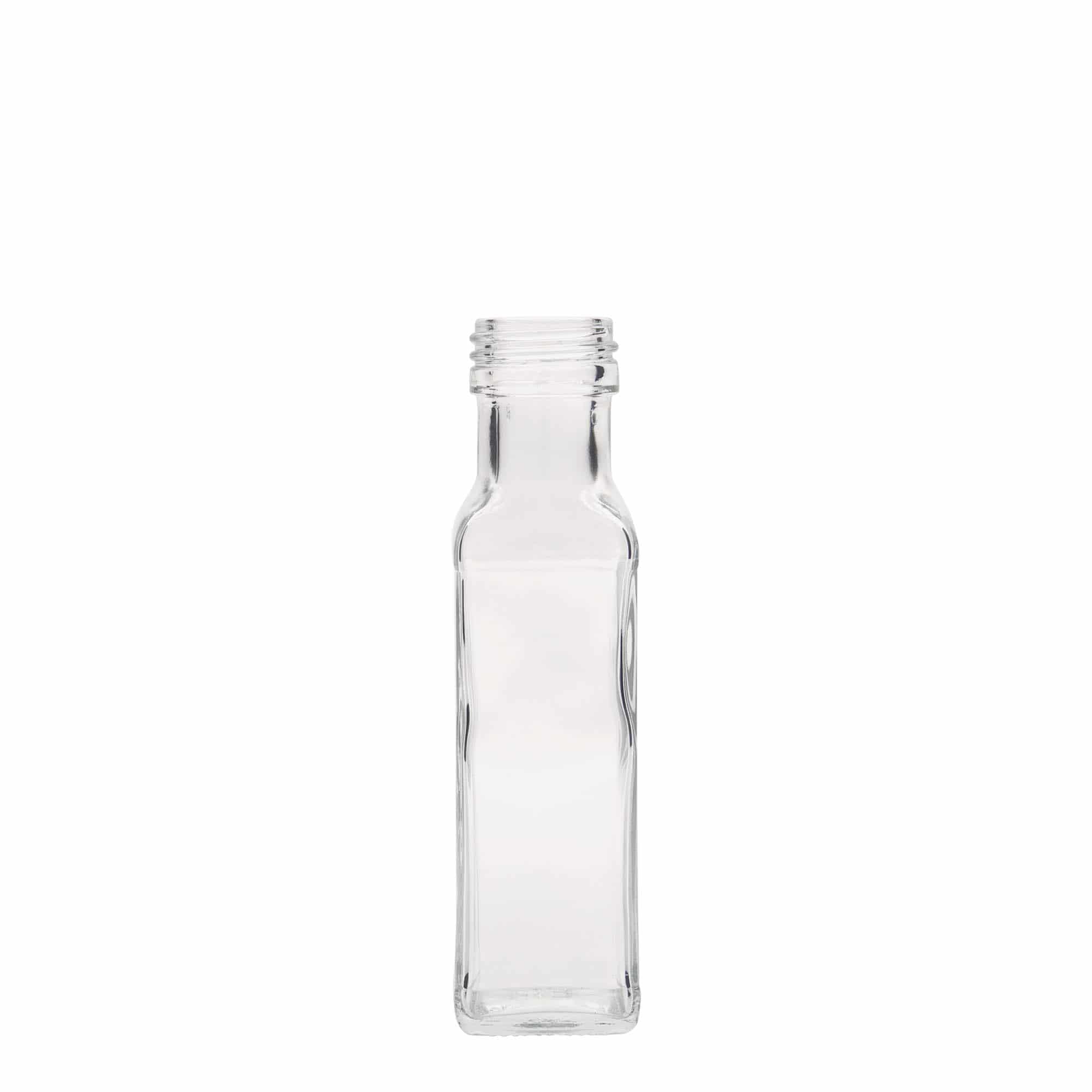 Staklena boca od 100 ml 'Marasca', kvadratna, otvor: PP 31,5 Staklena boca od 100 ml 'Marasca', kvadratna, otvor: PP 31,5