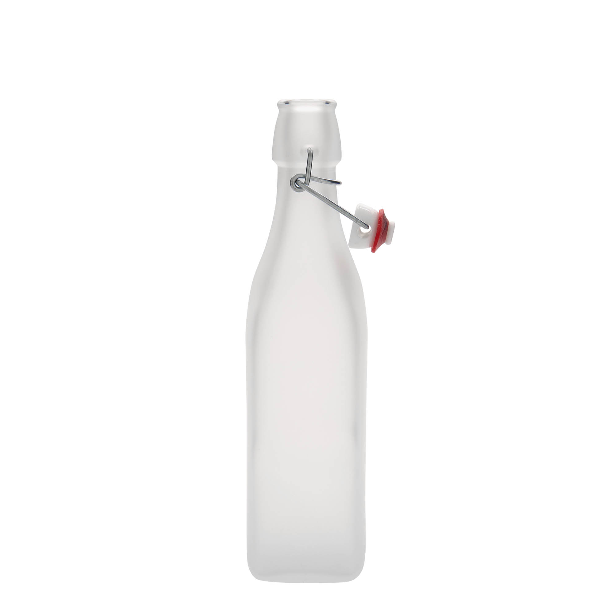 500 ml staklena boca 'Swing, kvadratna, bela, otvor: zatvarač sa kopčom'