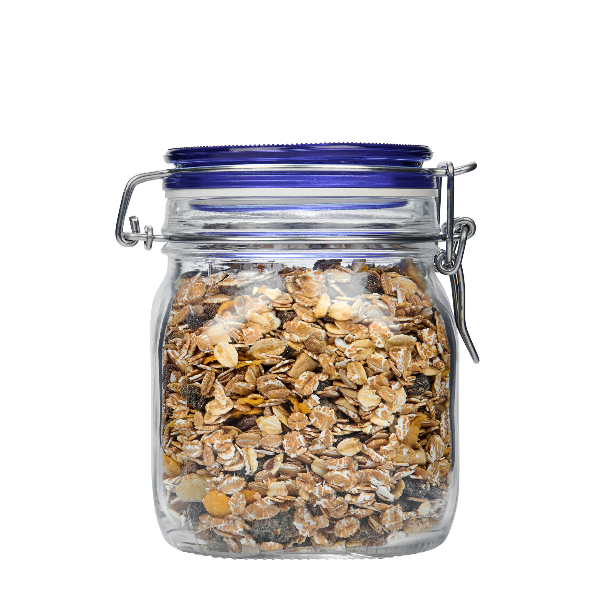 750 ml staklena tegla sa žičanim zatvaračem 'Fido' plavi poklopac, kvadratna, otvor: žični zatvarač 750 ml staklena tegla sa žičanim zatvaračem 'Fido' plavi poklopac, kvadratna, otvor: žični zatvarač