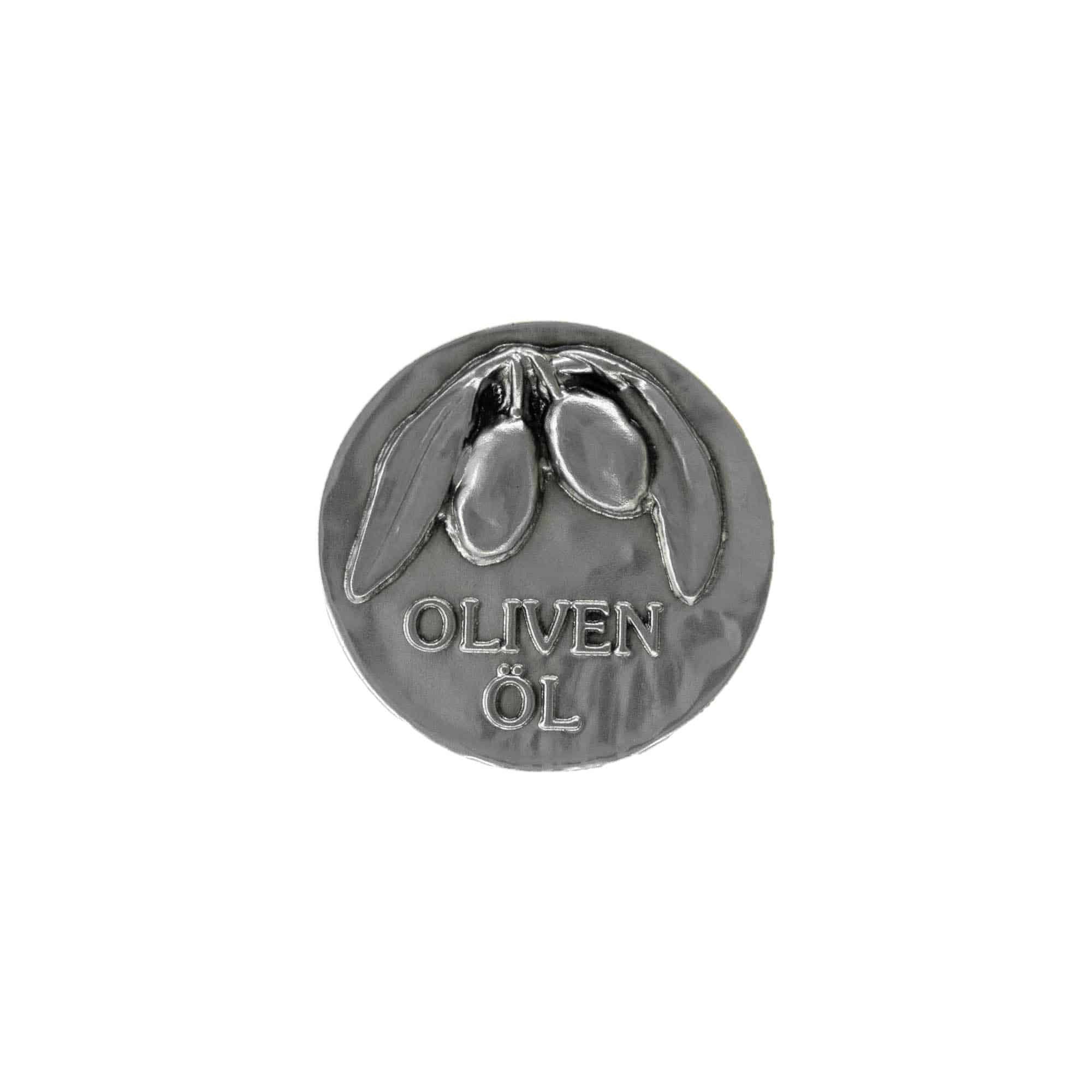 Pločica od kositra 'Maslinovo ulje', metal, srebrna Pločica od kositra 'Maslinovo ulje', metal, srebrna