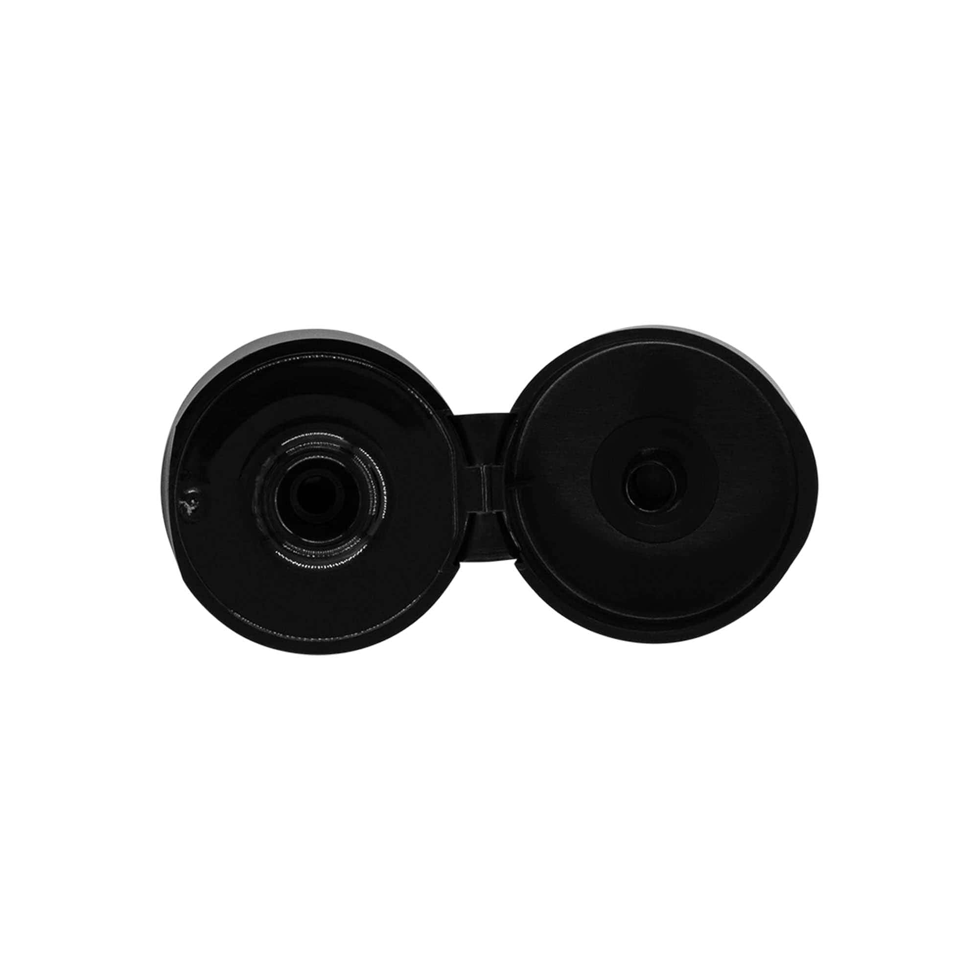 Navojni zatvarač sa preklopnim šarnirem, PP plastika, crni, za otvor: 24/410