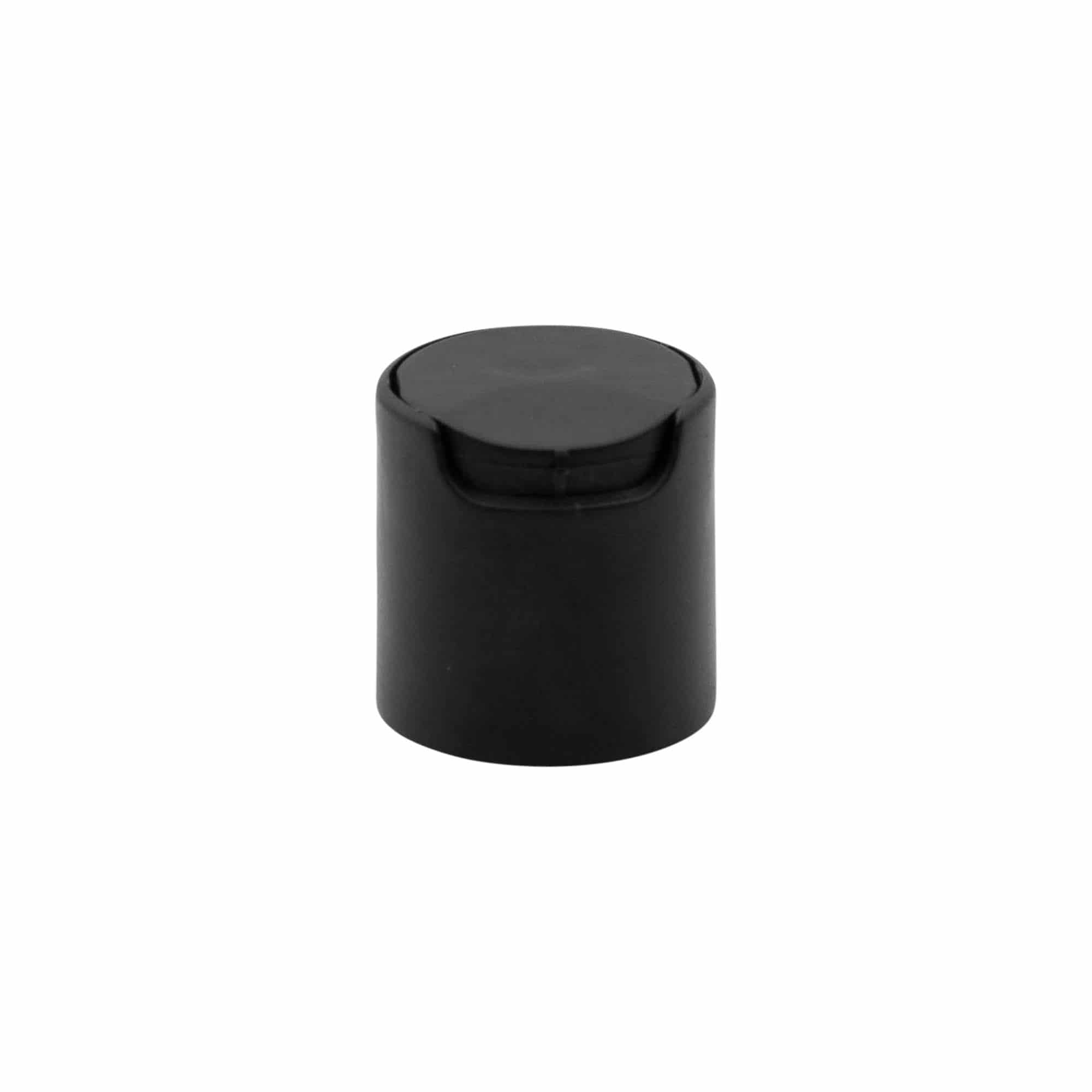 Zatvarač sa navojem Disc Top, PP plastika, crna, za otvor: 24/410