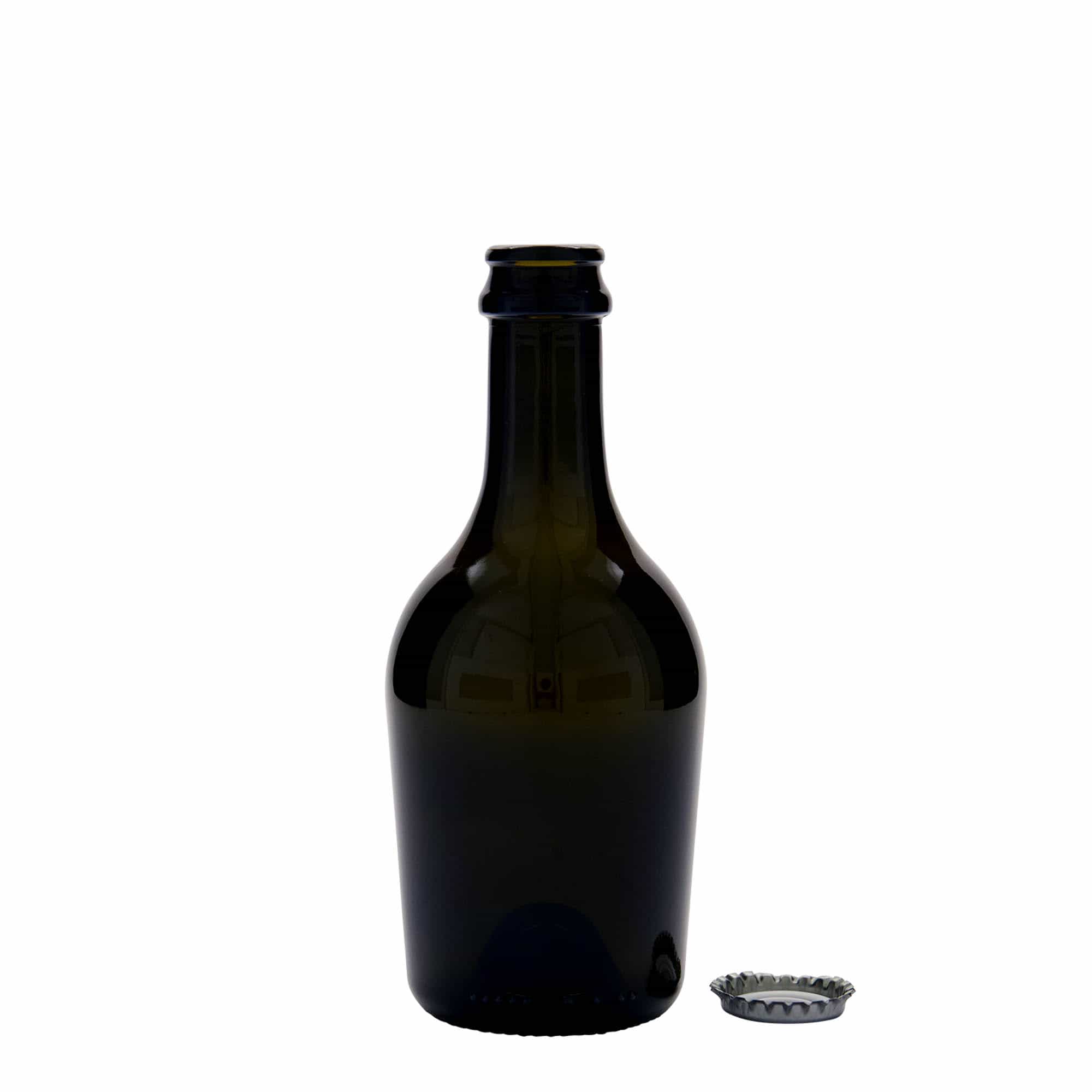 330 ml flaša za pivo/šampanjac 'Butterfly', staklo, antikno zeleno, otvor: krunski čep