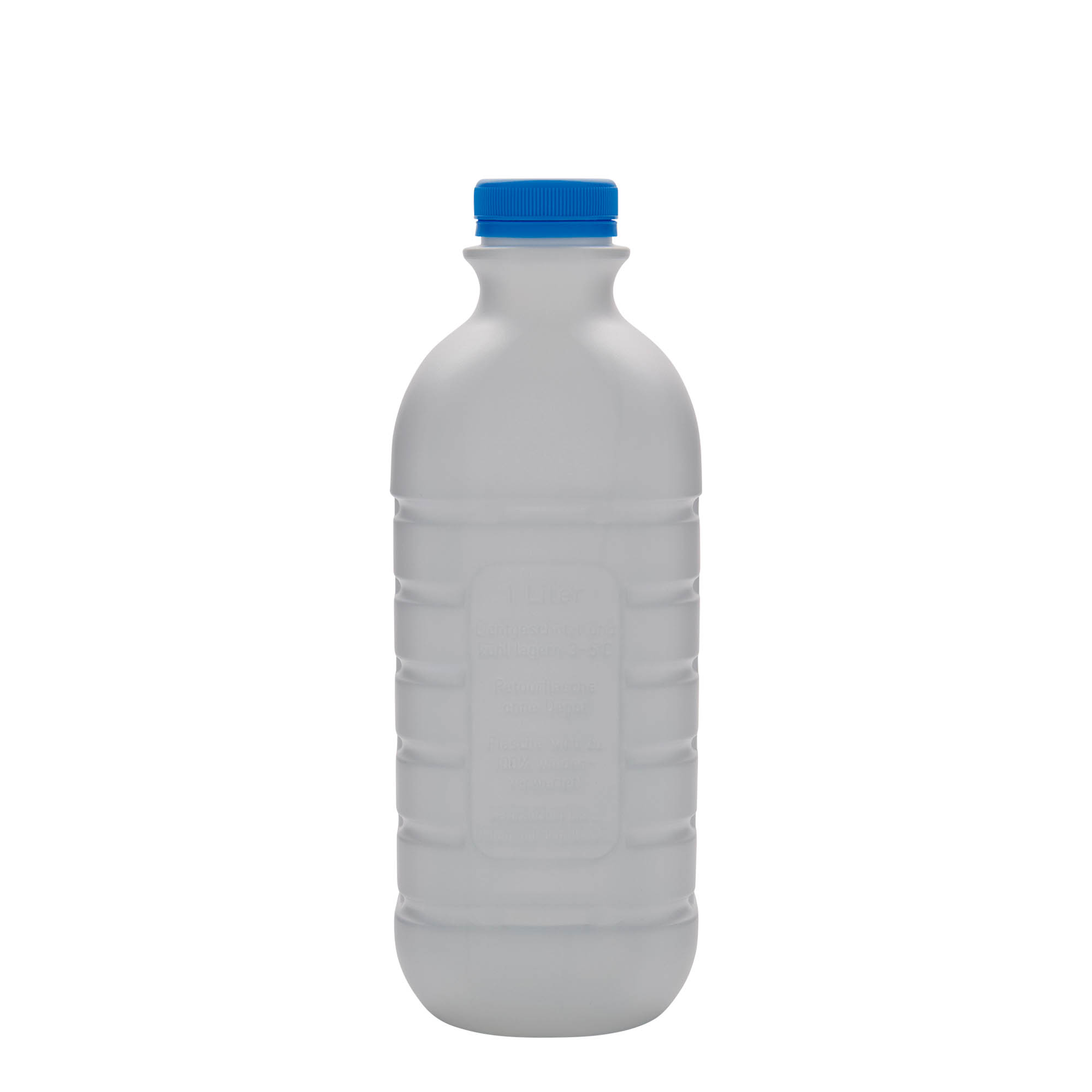 1.000 ml flaša za mleko, pravougaona, HDPE plastika, bela, grlo: PEHD40